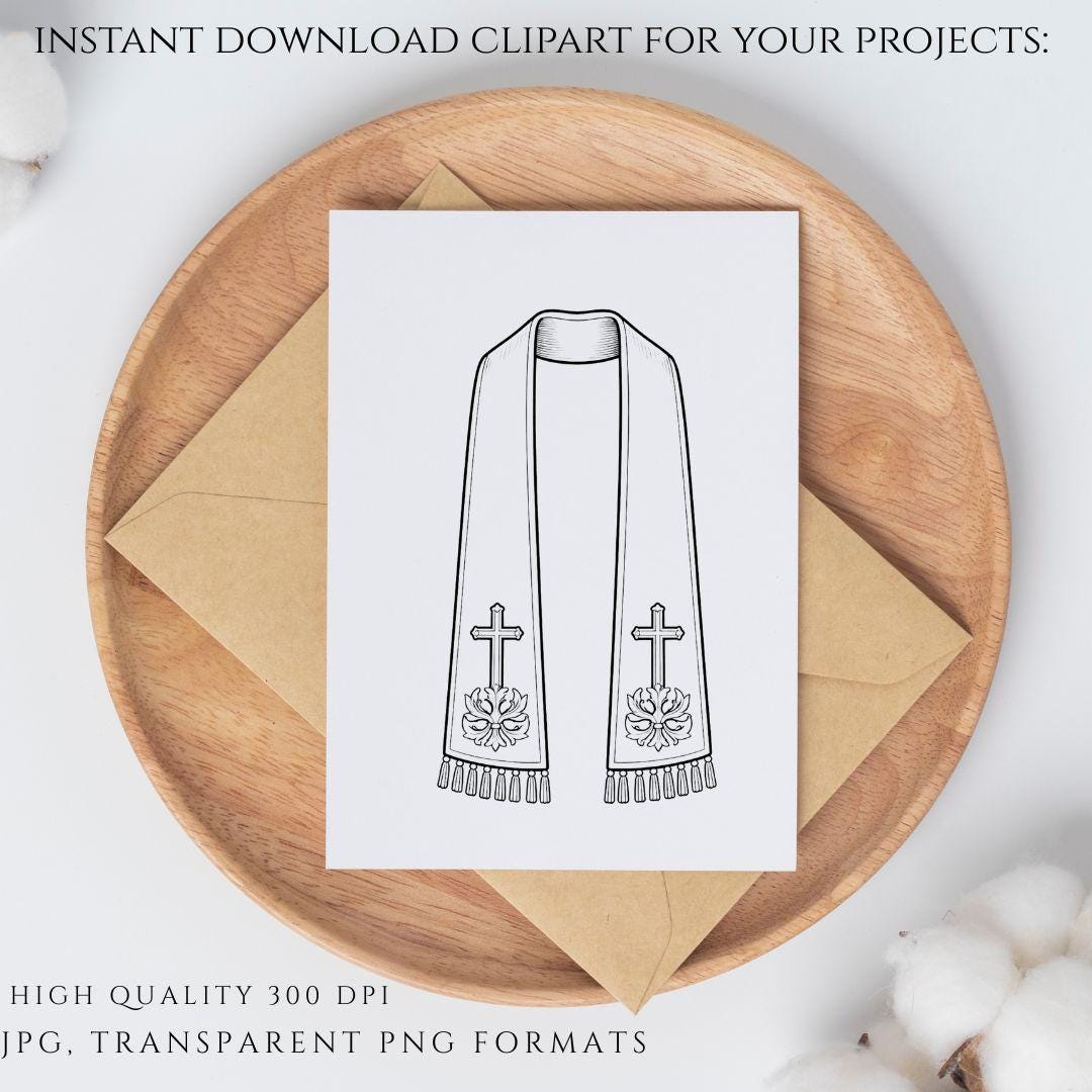Catholic baptism symbols clipart shell water candle line art PNG / Clipart de bautismo católico con concha agua vela estilo line art