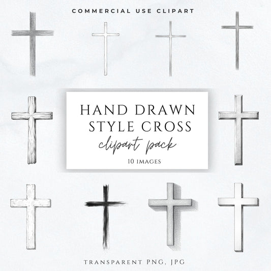 Hand drawn cross clipart PNG minimal sketch cross, cruz dibujada a mano estilo minimalista