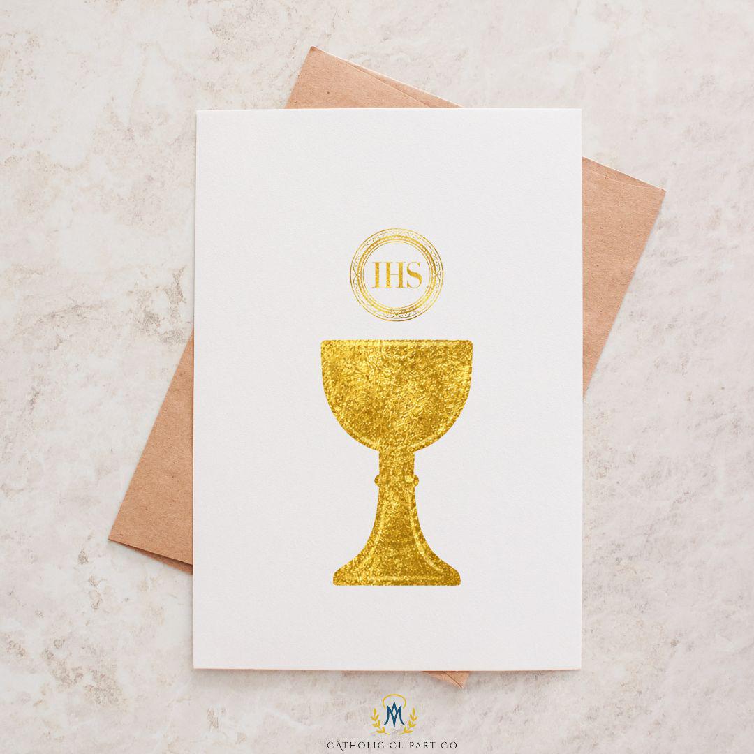 Gold chalice clipart Catholic sacrament First Communion PNG / Clipart cáliz dorado sacramento católico Primera Comunión PNG