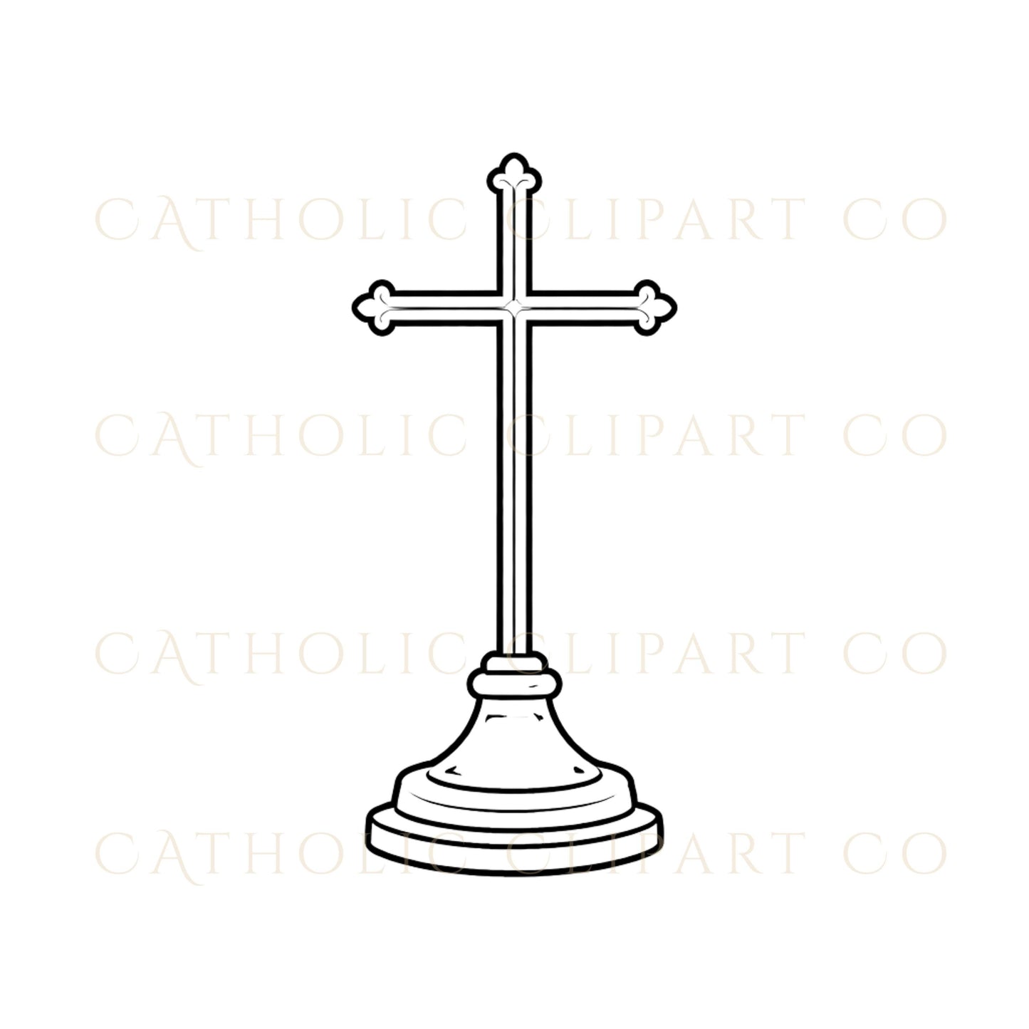 Catholic altar cross line art PNG / cruz altar católico PNG