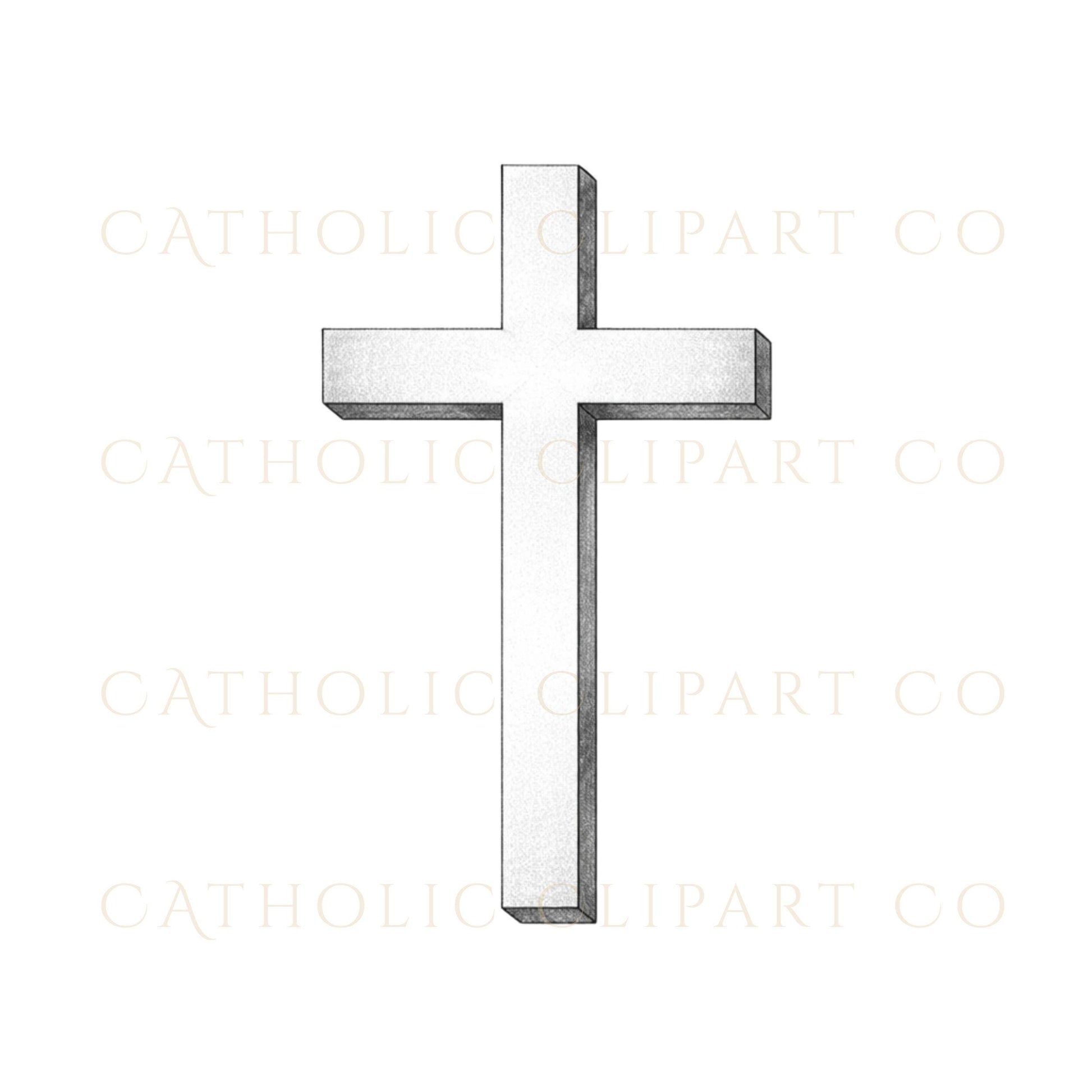 Religious cross PNG sketch style clipart transparent, cruz religiosa estilo boceto clipart fondo transparente