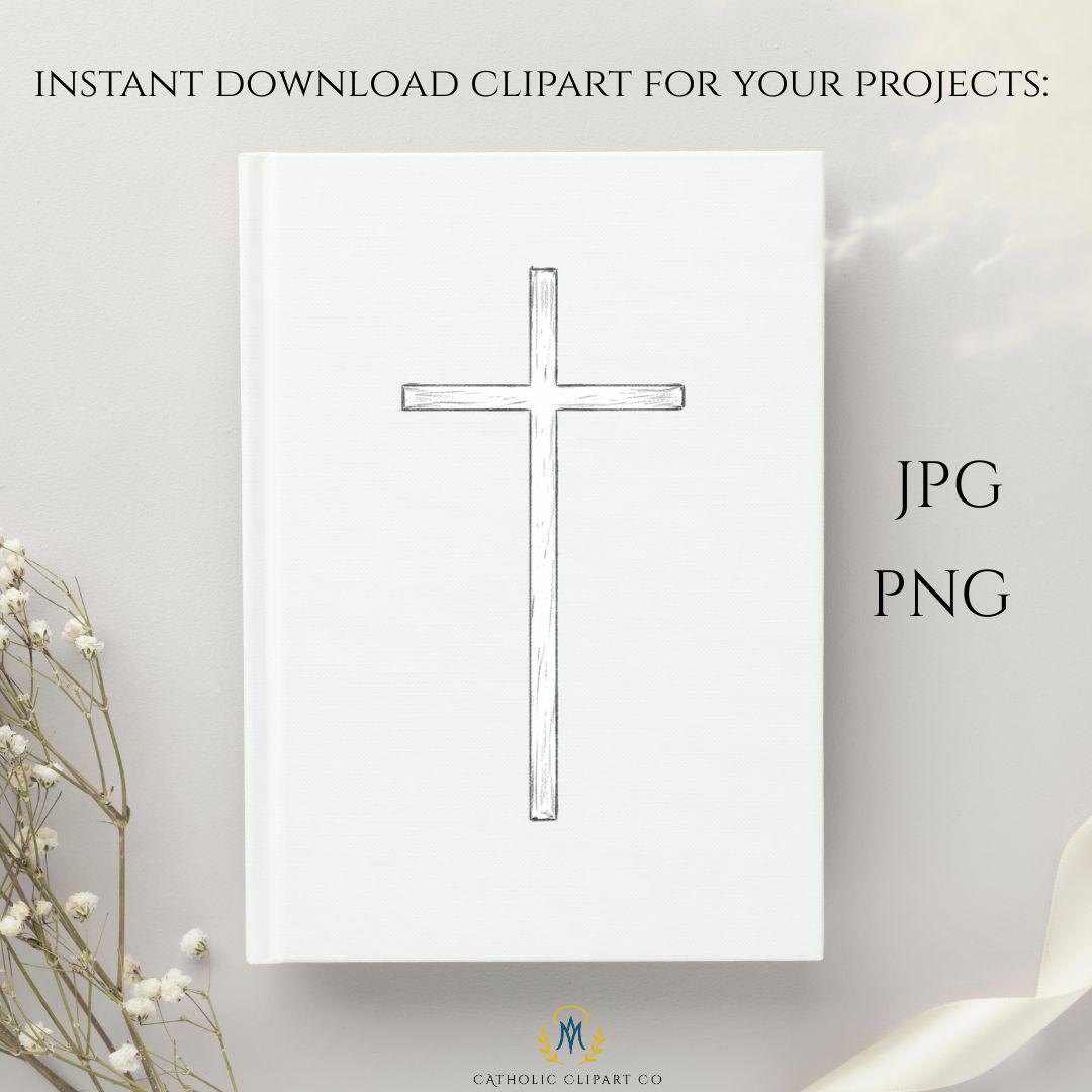 Christian cross clipart transparent PNG simple line cross, cruz cristiana simple fondo transparente