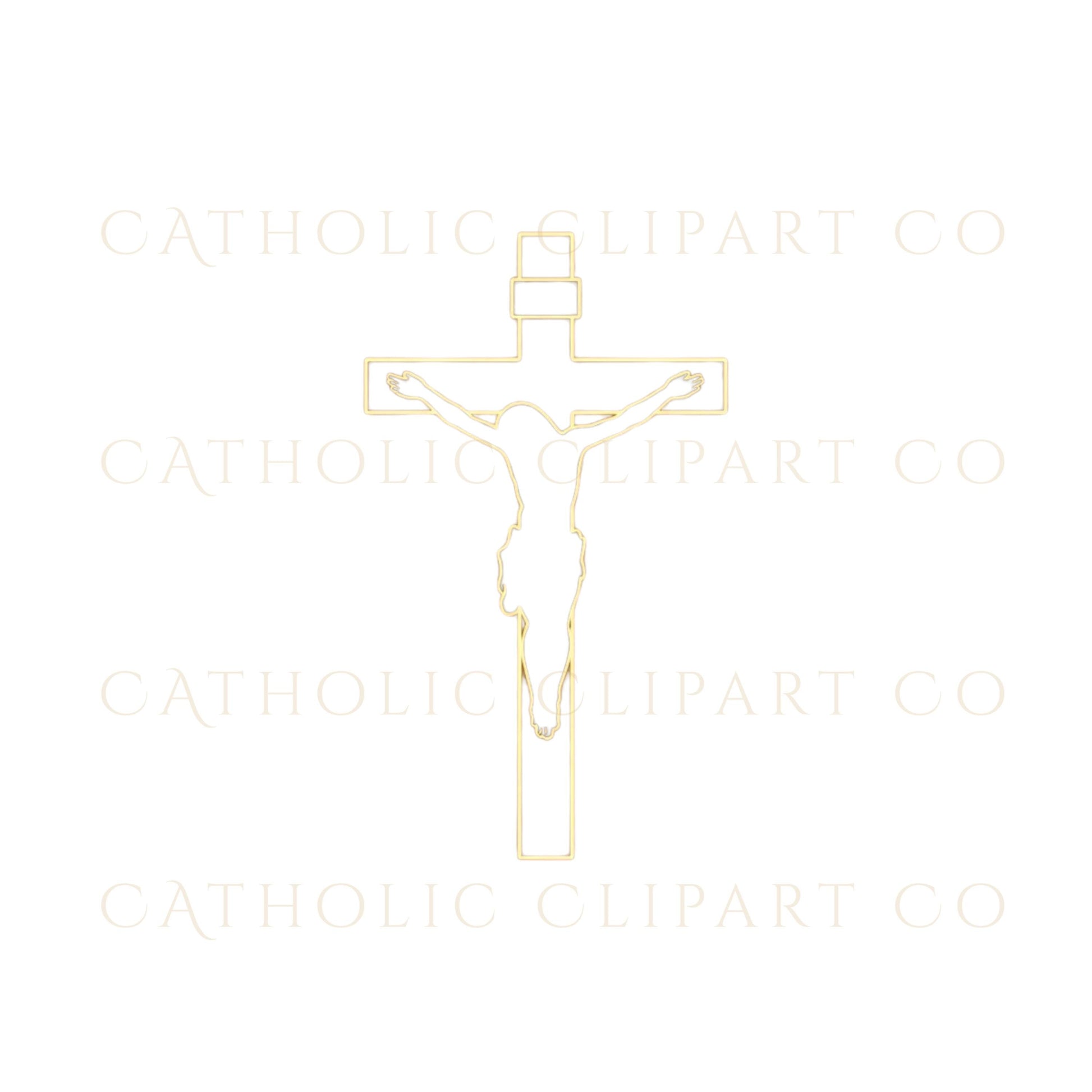 Catholic gold cross clipart for printable designs, digital downloads and crafts – Clipart de cruz católica dorada para imprimibles y manualidades
