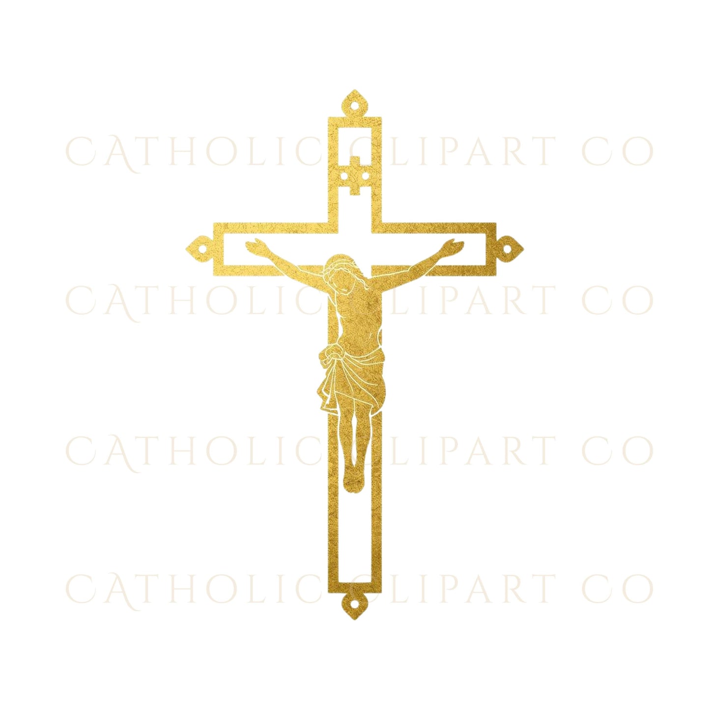 Gold crucifix silhouettes with transparent background for commercial use – Siluetas de crucifijo dorado con fondo transparente para uso comercial