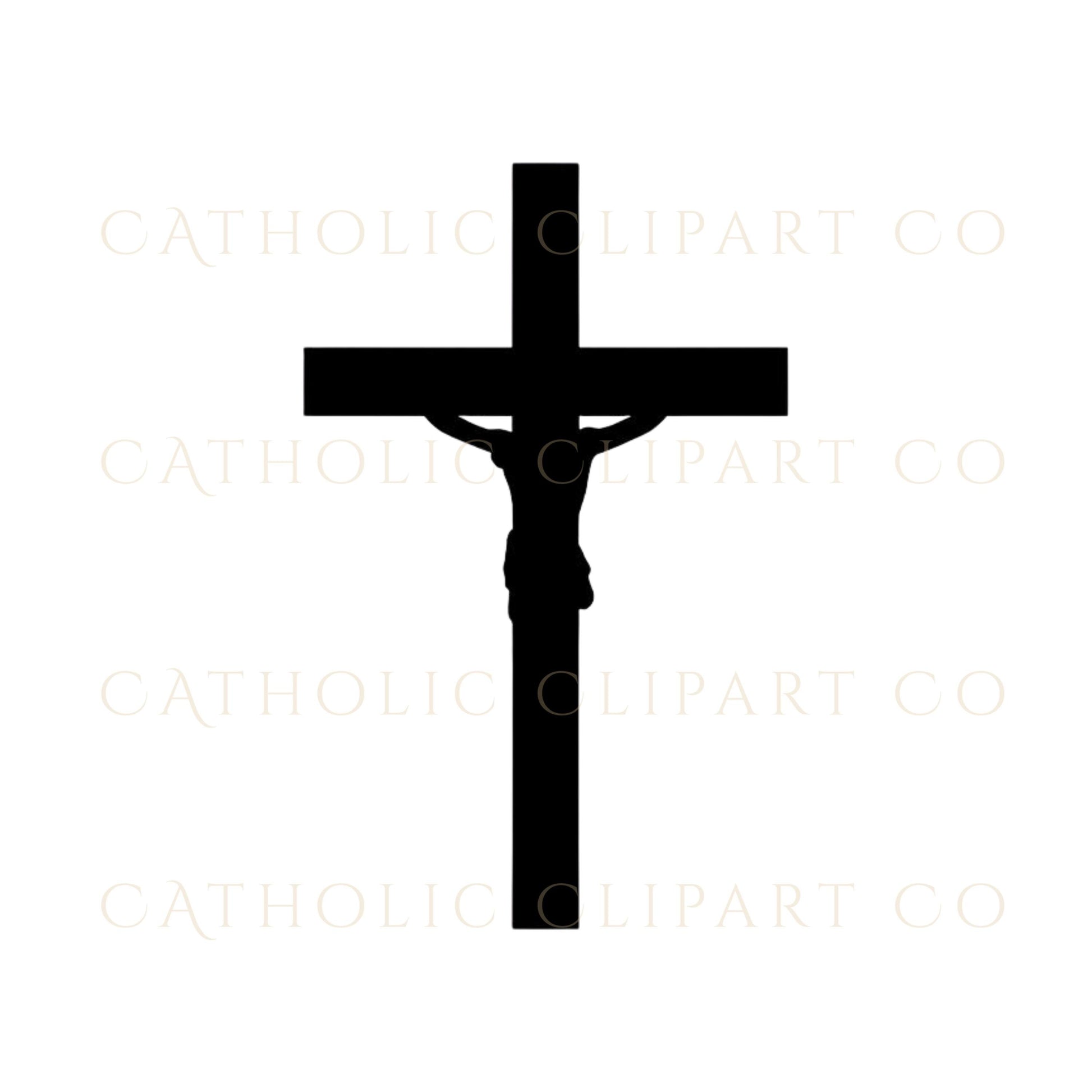 Church logo cross PNG black crucifix design element / Cruz para logo iglesia PNG elemento crucifijo negro