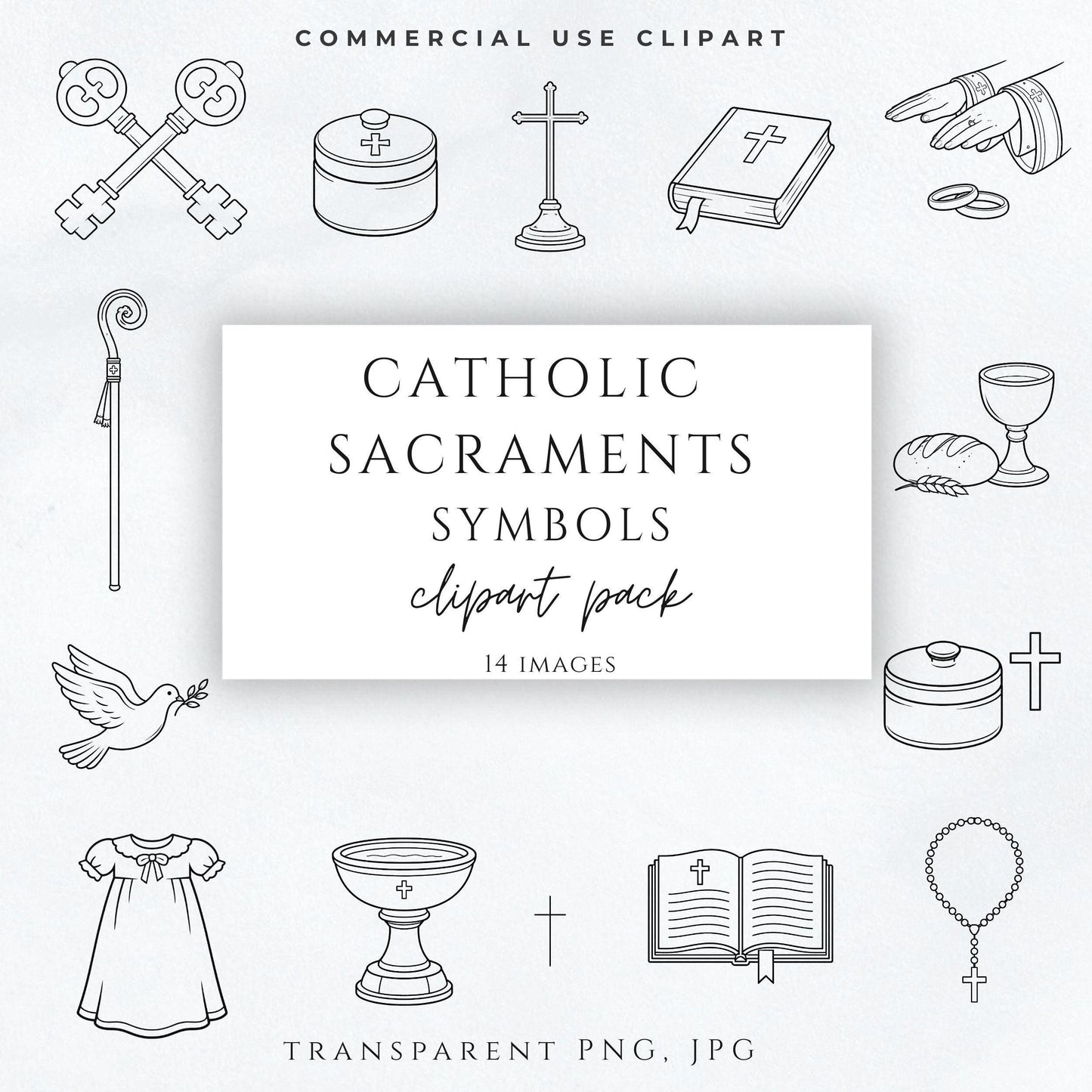 Catholic sacraments clipart set minimalist icons PNG / clipart sacramentos católicos minimalista PNG