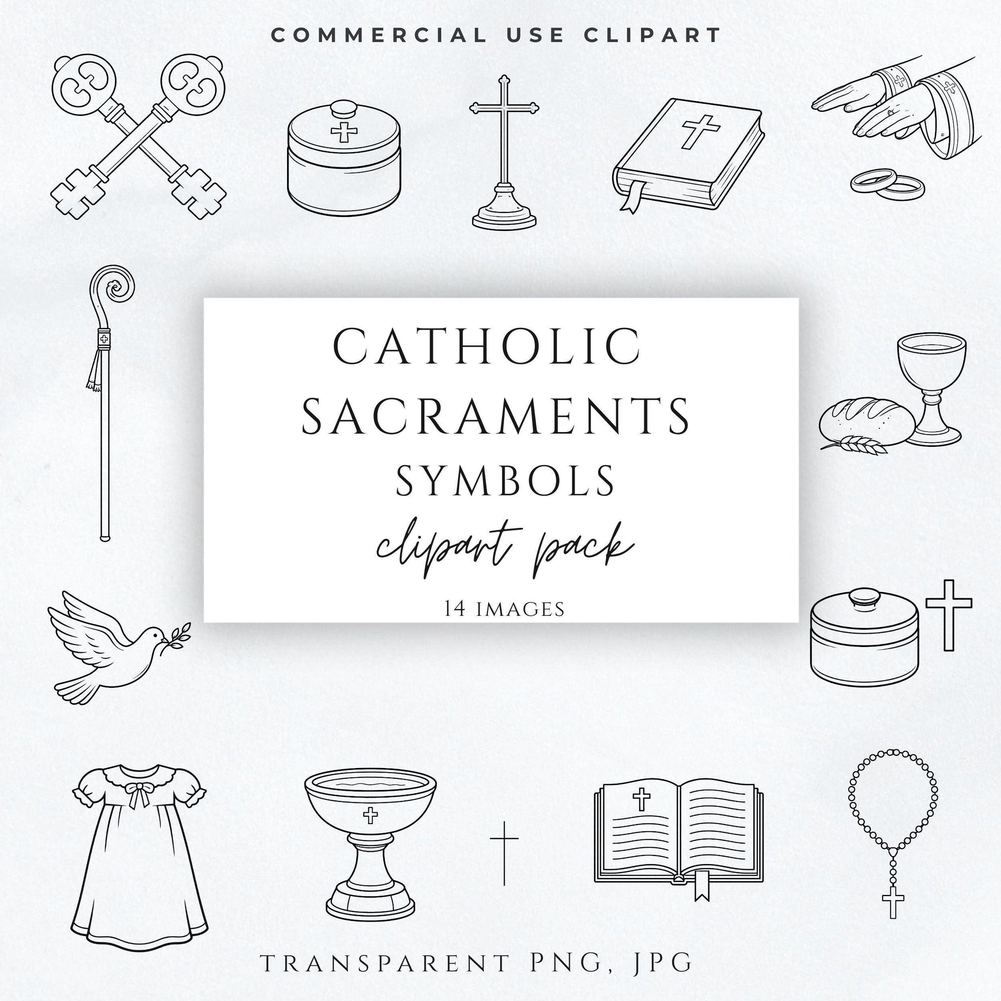 Catholic sacraments clipart set minimalist icons PNG / clipart sacramentos católicos minimalista PNG