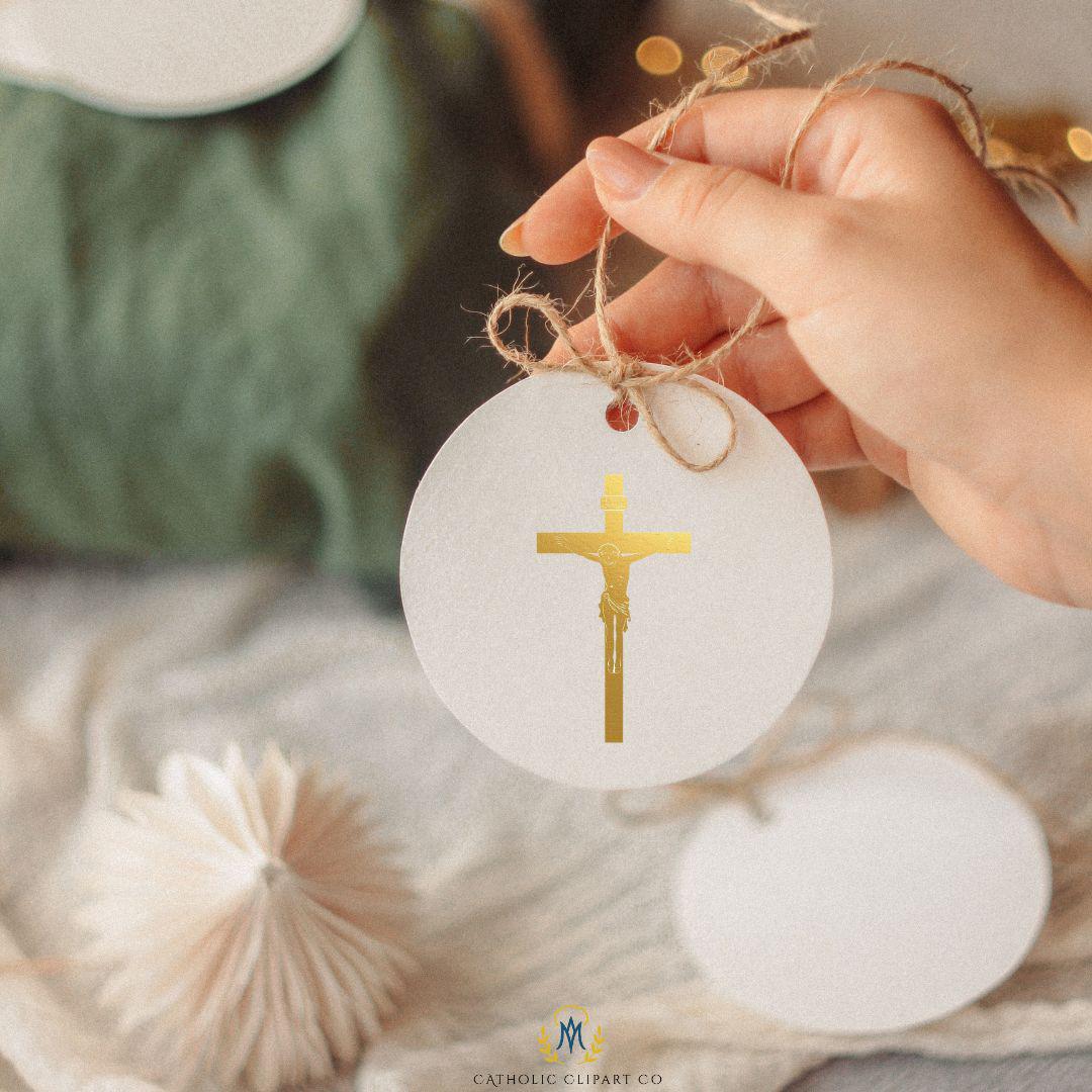 Elegant gold crucifix silhouettes for church, wedding invitations and Catholic design – Siluetas elegantes de crucifijos dorados para bodas e iglesia