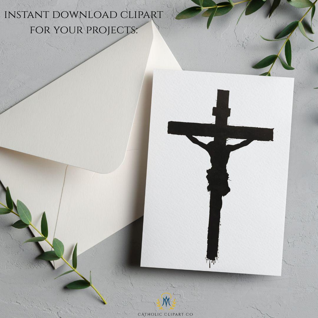 Black cross clipart clean silhouette religious PNG / Clipart cruz negra silueta limpia PNG religioso