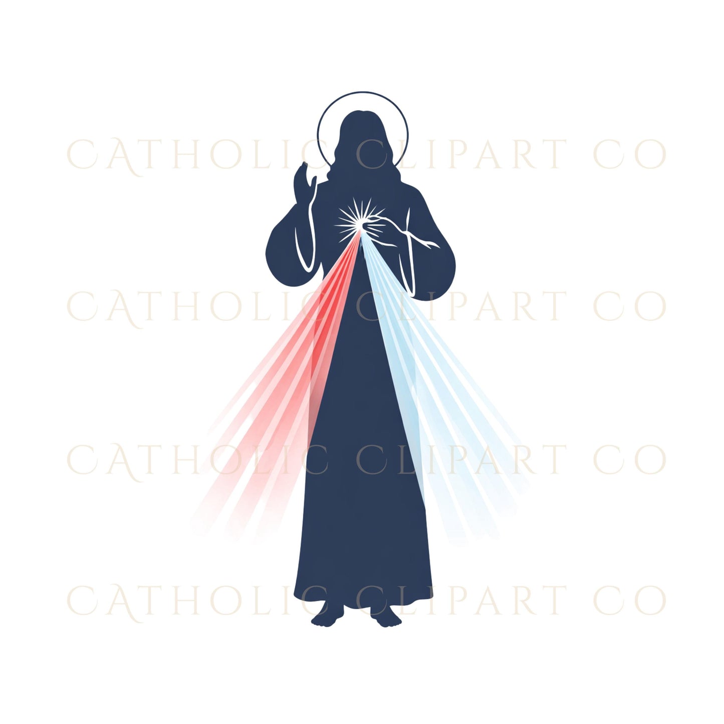 Divine Mercy Jesus PNG with glowing rays, Catholic clipart for holy cards and prints
PNG de Jesús Divina Misericordia con rayos brillantes, clipart católico para tarjetas y estampas