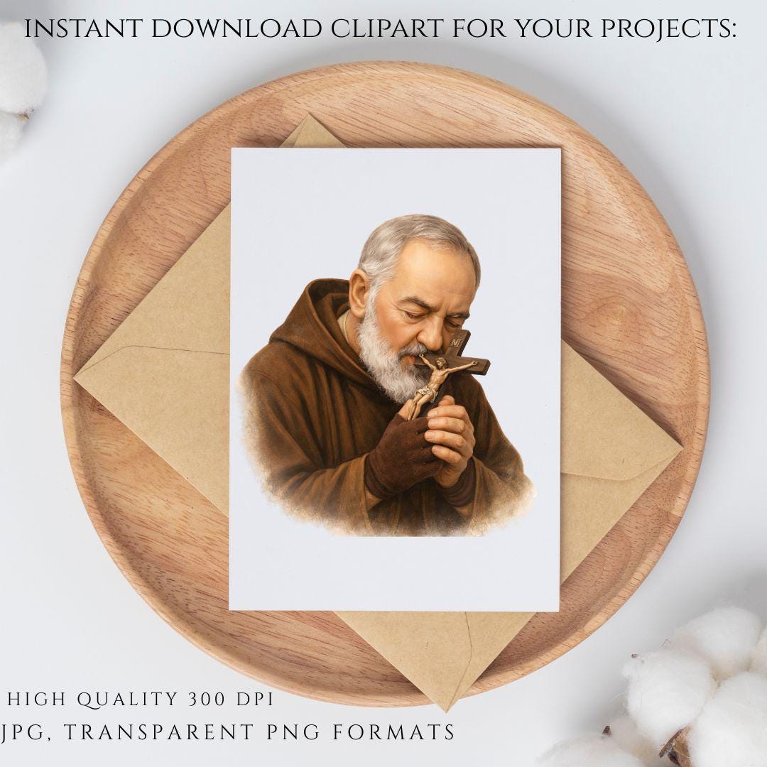 Padre Pio praying with rosary watercolor saint illustration transparent PNG, Padre Pío rezando con rosario ilustración religiosa acuarela PNG transparente