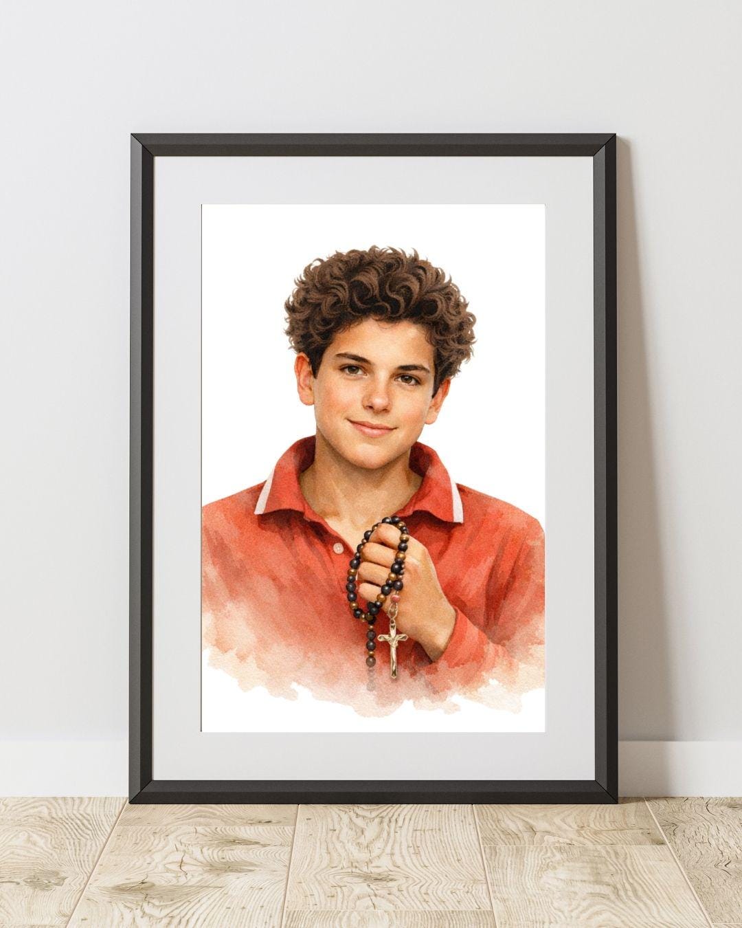 Saint Carlo Acutis watercolor PNG for confirmation and youth ministry projects / PNG en acuarela de San Carlo Acutis para confirmación y ministerio juvenil