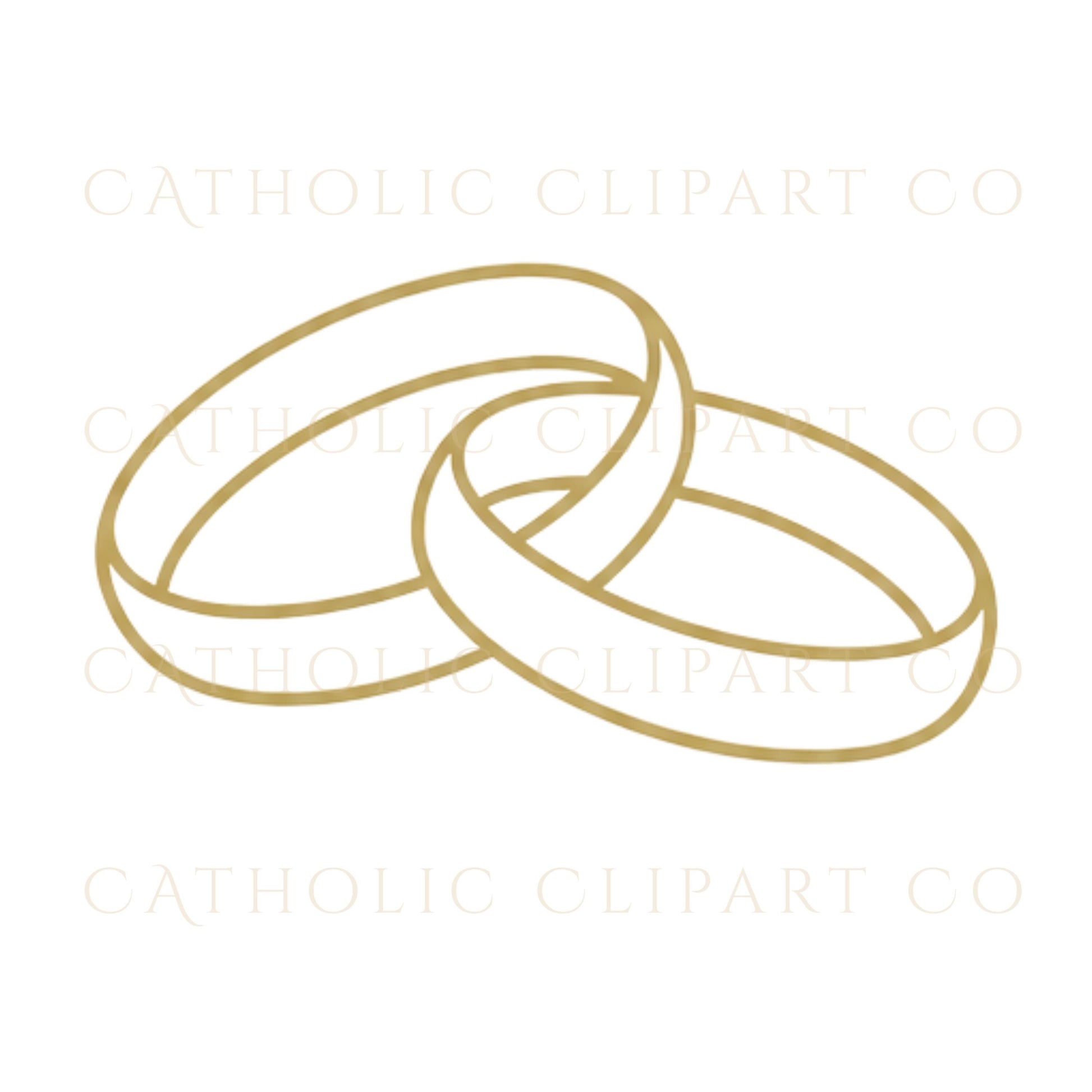 Minimal gold wedding ring emblem clipart for branding and stationery | Emblema minimalista de anillos de boda dorados para branding y papelería