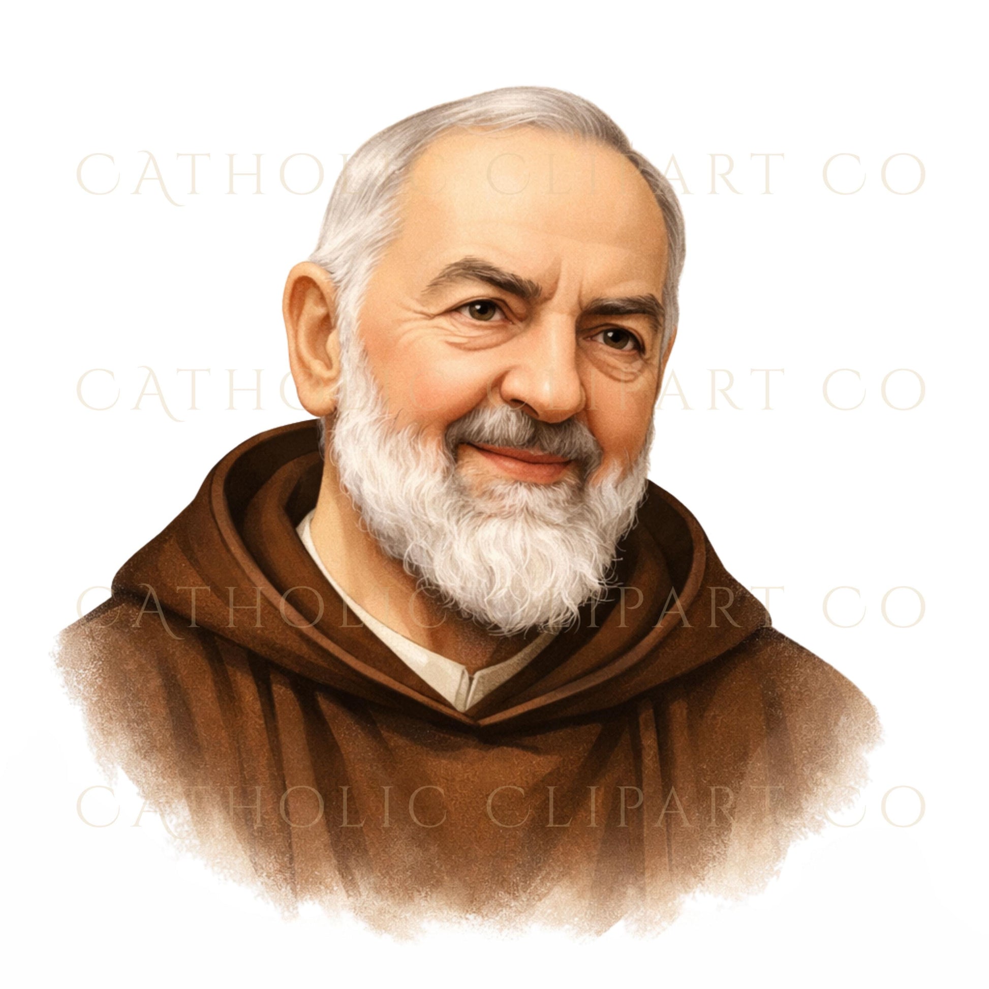 Padre Pio Franciscan monk illustration transparent PNG religious clipart, Ilustración religiosa PNG transparente de Padre Pío fraile franciscano