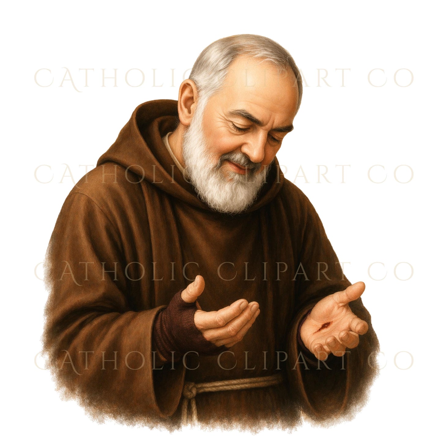 Full body Saint Padre Pio transparent PNG Catholic clipart, San Padre Pío cuerpo completo clipart católico PNG transparente