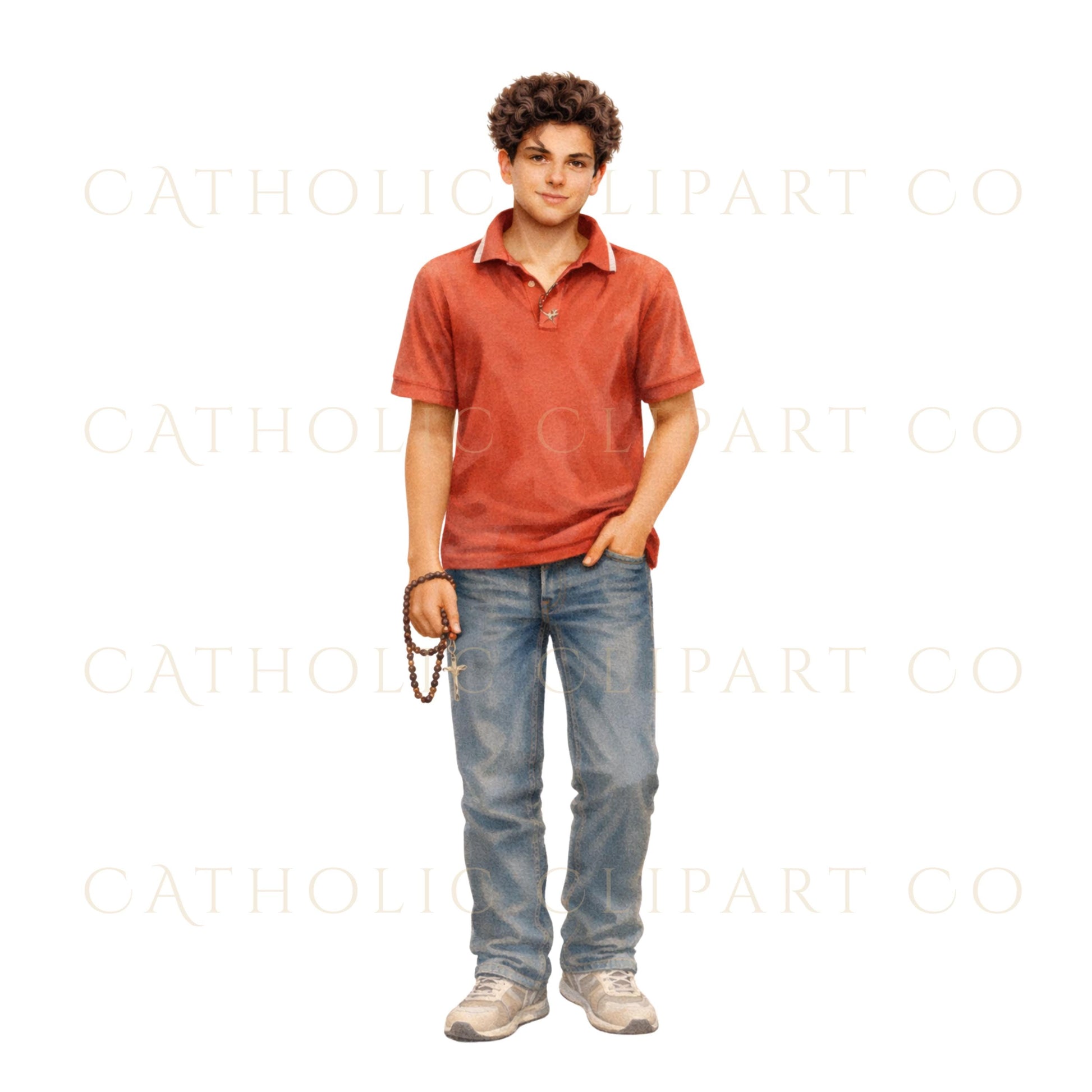 Youth ministry Catholic clipart featuring Saint Carlo Acutis / Clipart católico para ministerio juvenil con San Carlo Acutis