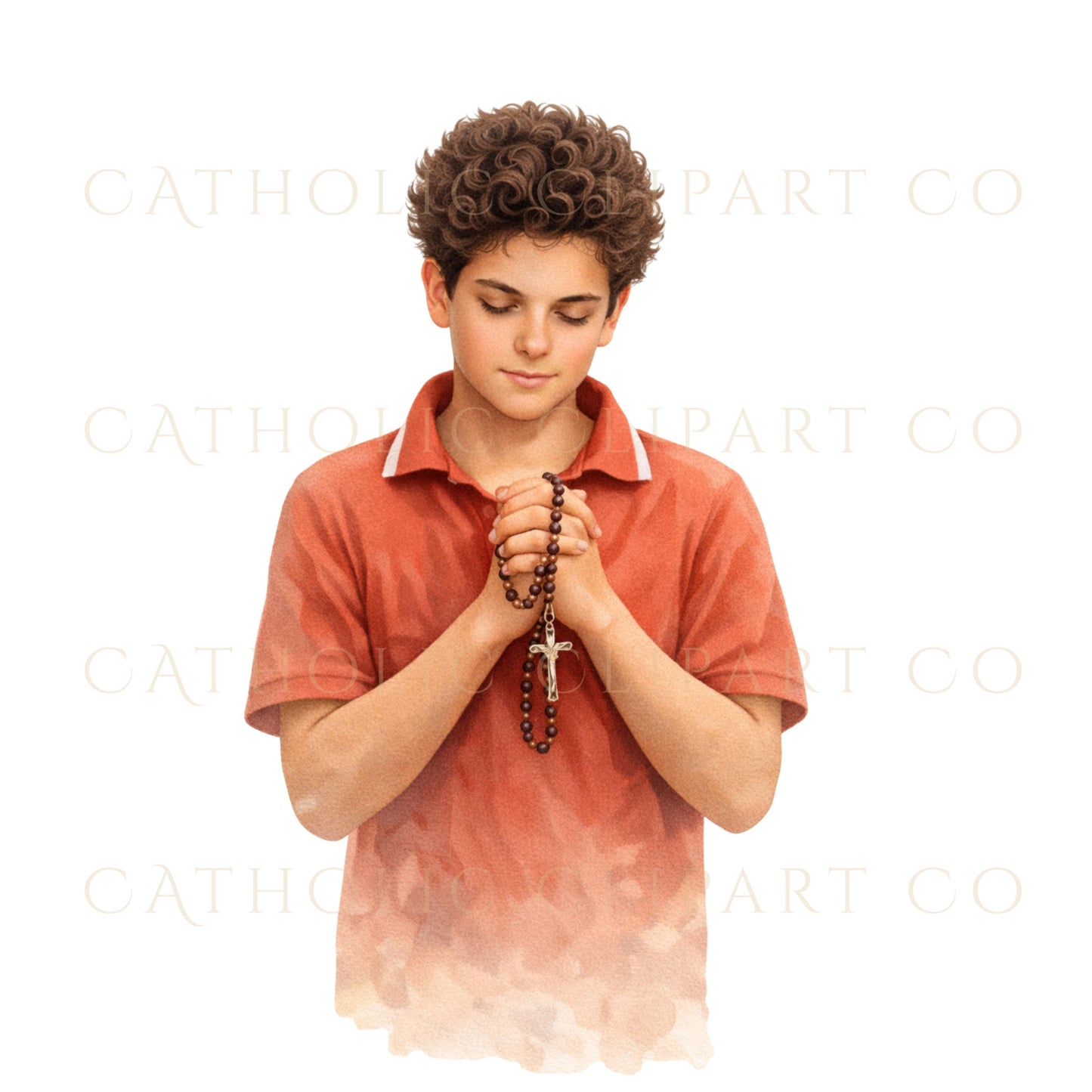 Religious watercolor saint illustrations for Catholic printables and crafts / Ilustraciones religiosas en acuarela para imprimibles y manualidades católicas