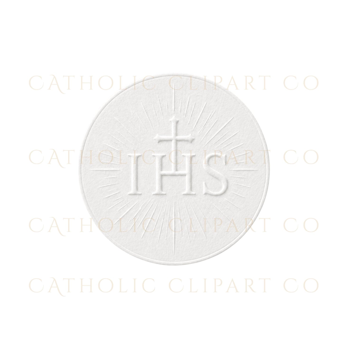 White embossed religious symbols PNG bundle for Catholic wedding invitations and branding / Paquete PNG de símbolos religiosos blancos para invitaciones de boda católica y branding