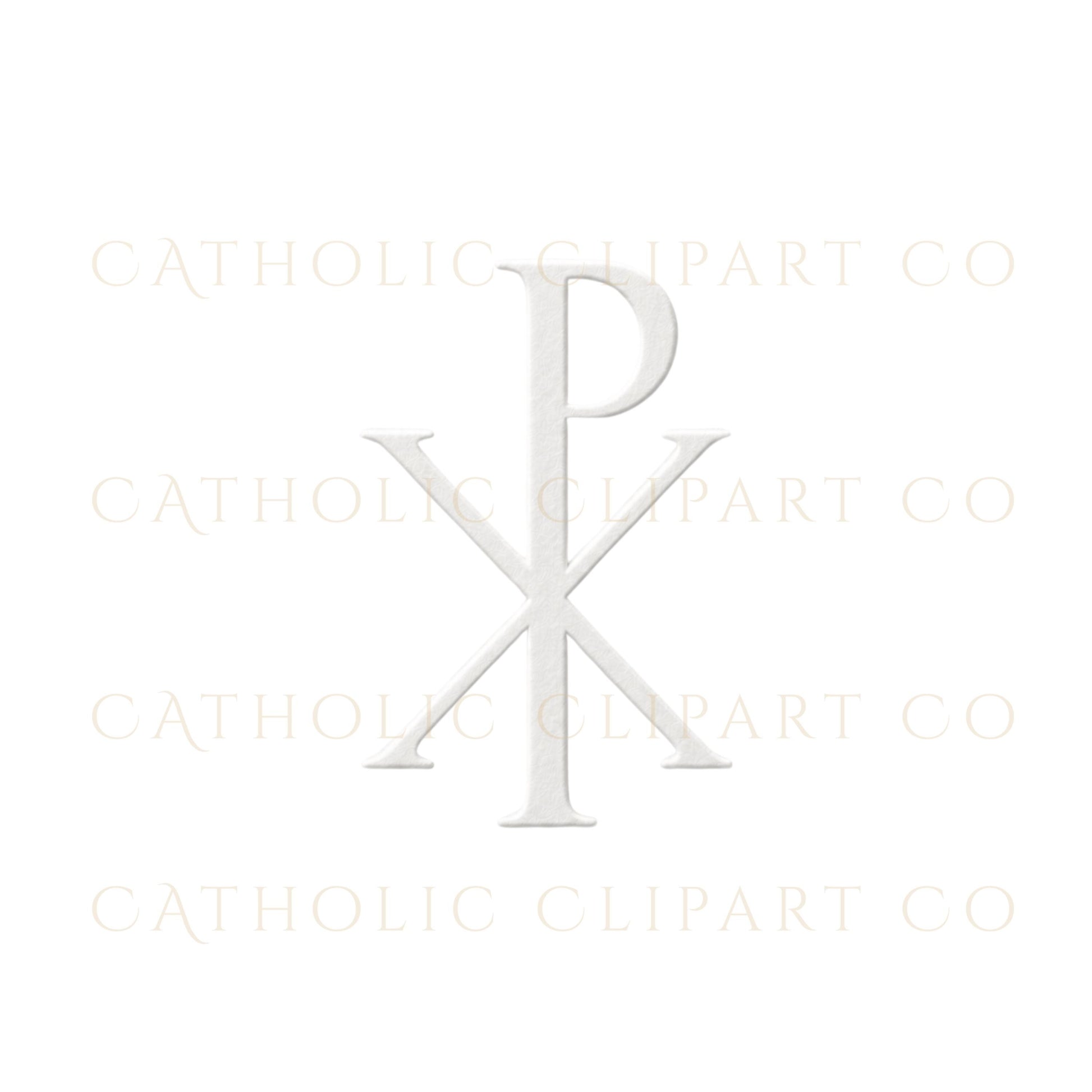 Religious symbol clipart bundle with embossed white Catholic icons and transparent PNG files / Bundle de símbolos religiosos con iconos católicos blancos estilo relieve y archivos PNG transparentes