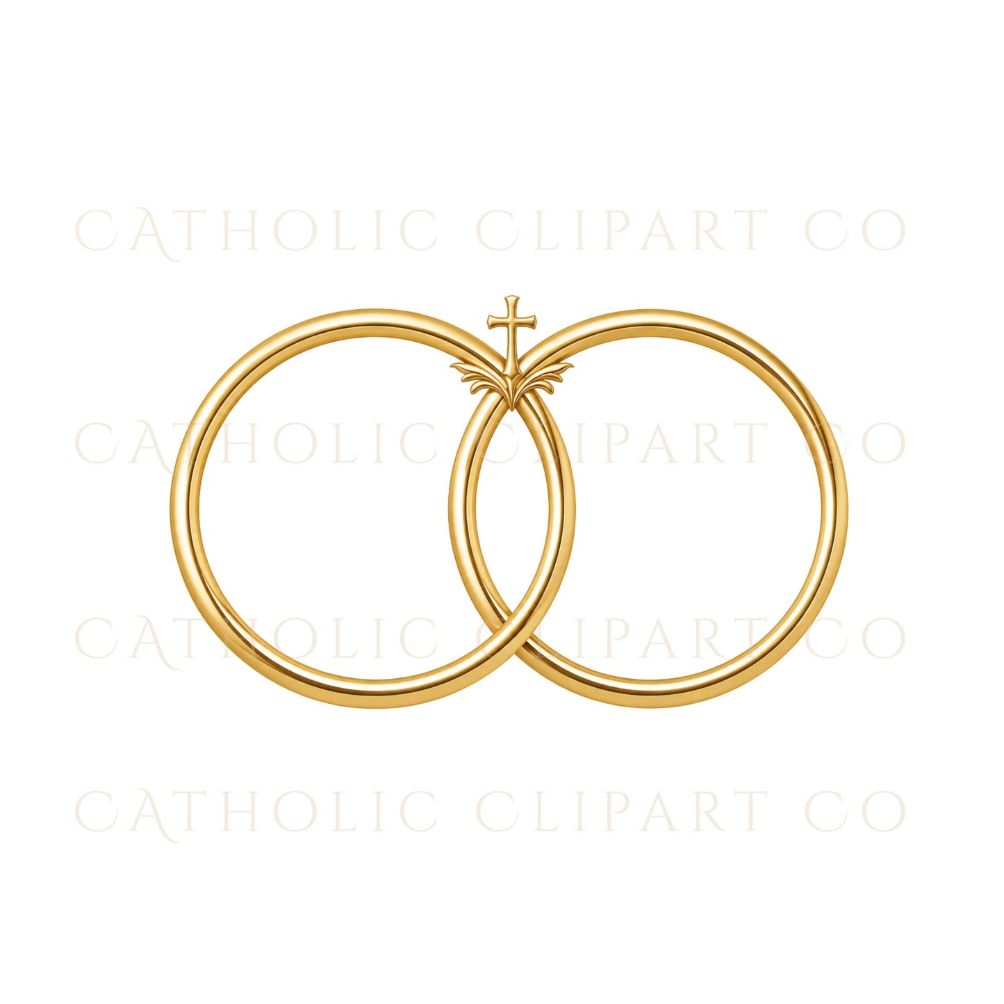 Elegant Catholic wedding rings clipart for invitations and monograms / Clipart elegante de anillos de boda católicos para invitaciones y monogramas