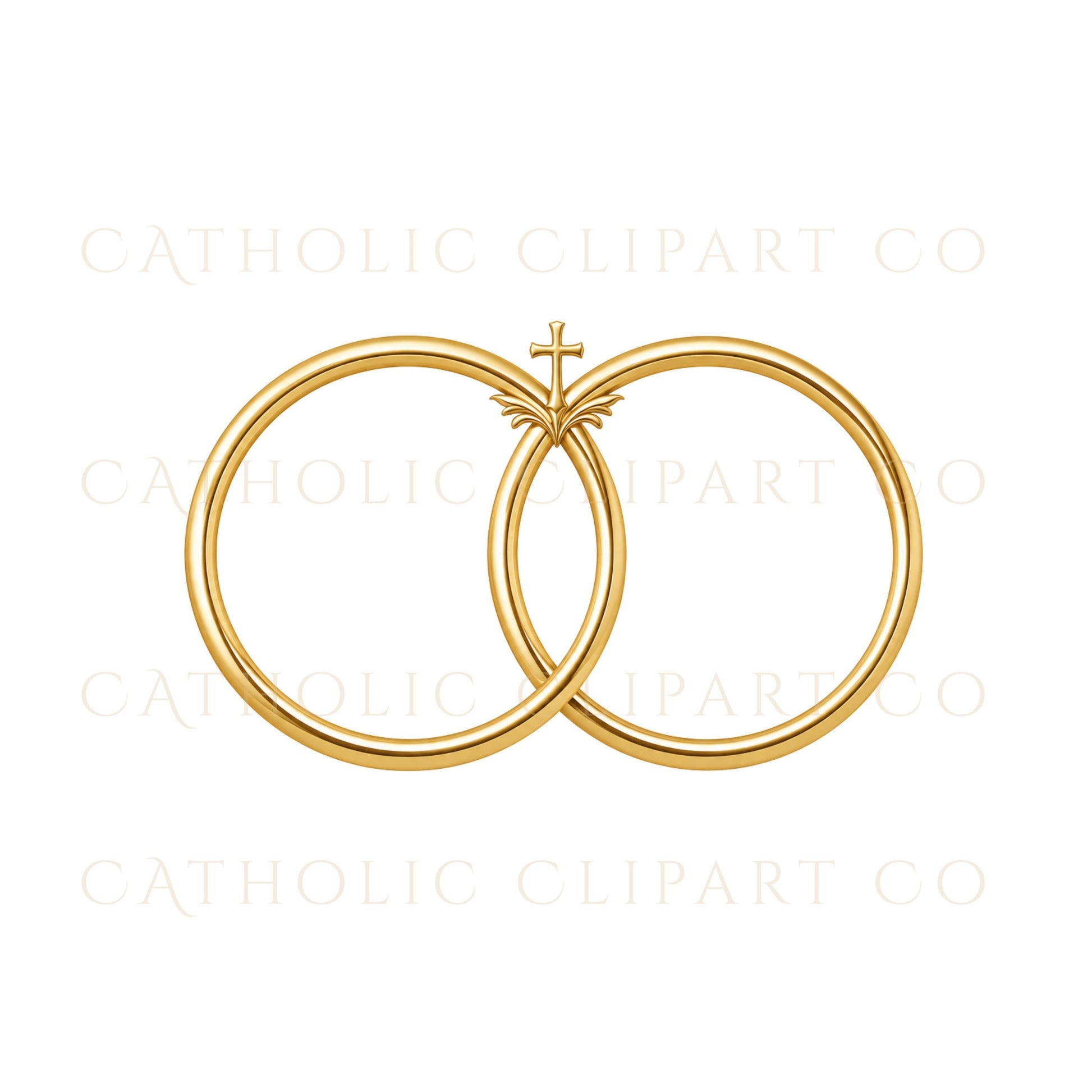 Elegant Catholic wedding rings clipart for invitations and monograms / Clipart elegante de anillos de boda católicos para invitaciones y monogramas
