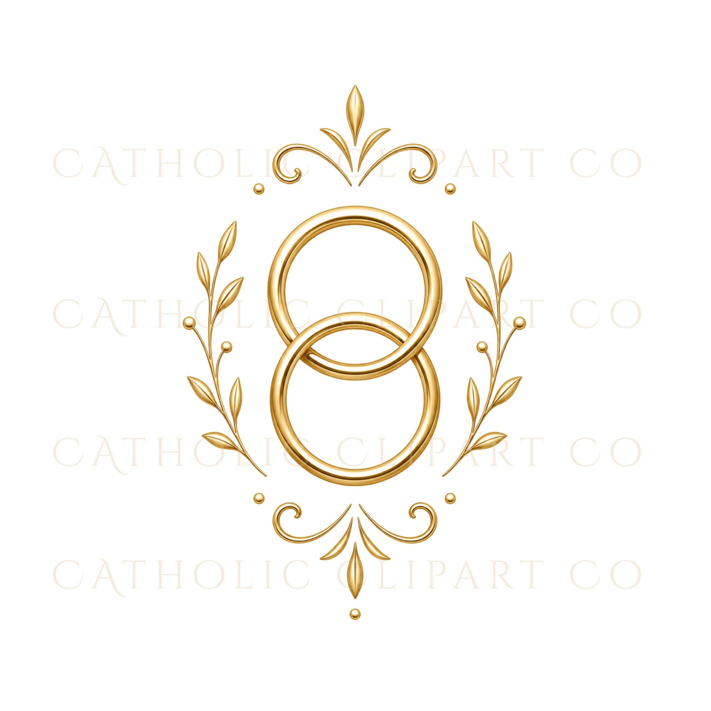 Thin line interlocking wedding rings clipart for minimalist branding / Clipart de anillos de boda entrelazados de línea fina para branding minimalista