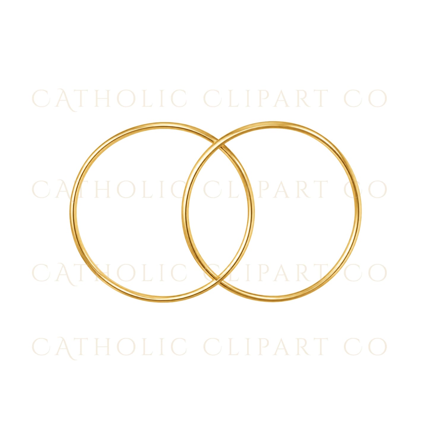 Gold wedding rings crest frame clipart with luxury wedding aesthetic / Clipart de marco tipo escudo con anillos de boda dorados y estética elegante