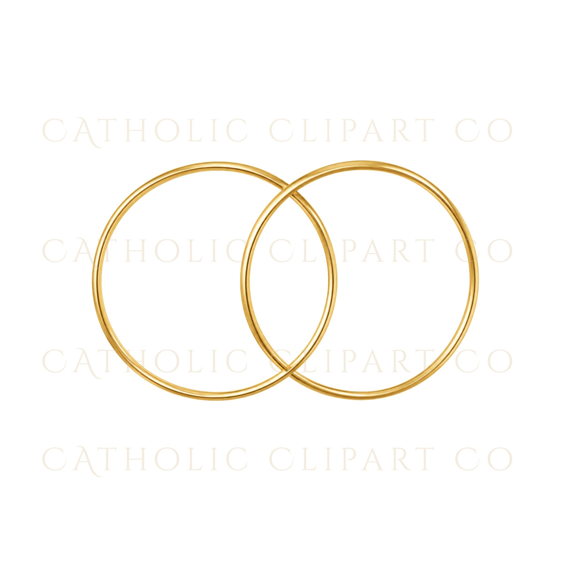 Gold wedding rings crest frame clipart with luxury wedding aesthetic / Clipart de marco tipo escudo con anillos de boda dorados y estética elegante
