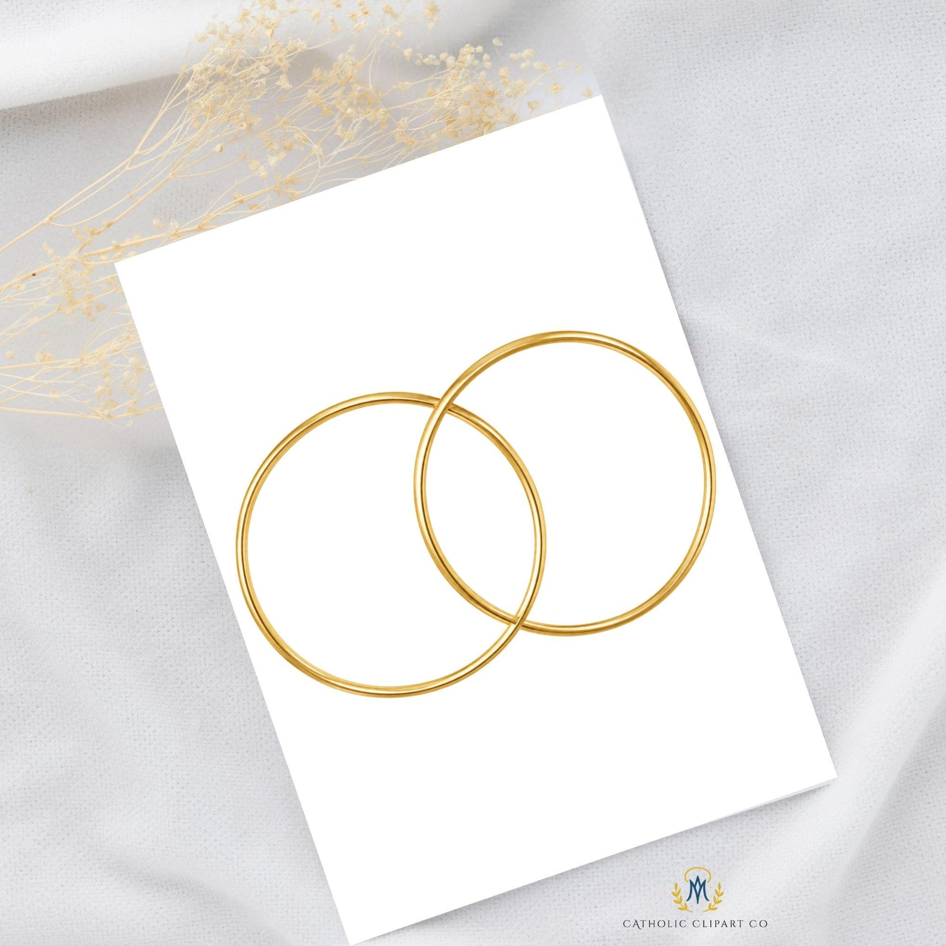 Vintage engraved gold wedding rings clipart with antique heirloom aesthetic / Clipart de anillos de boda dorados grabados con estilo vintage y antiguo