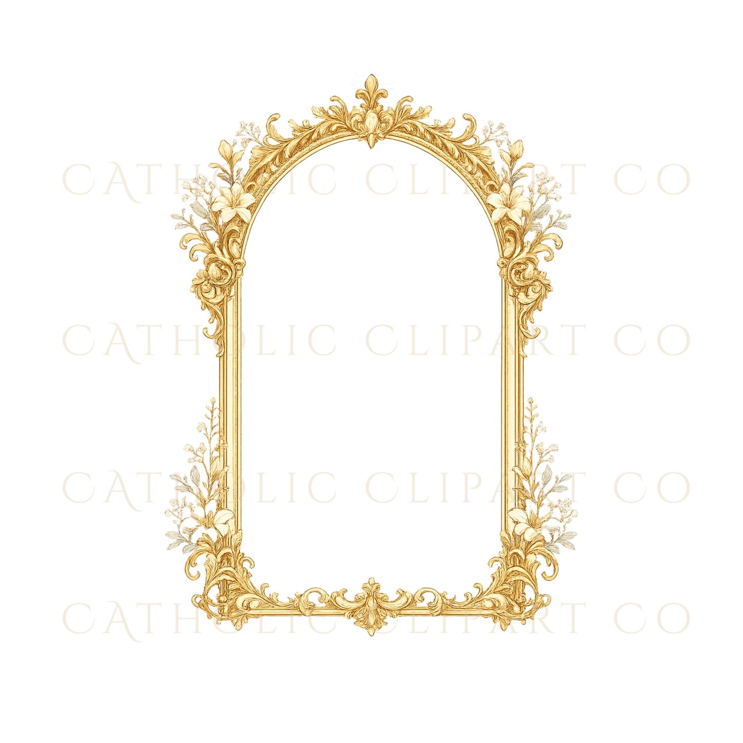 Luxury wedding divider PNG with ornate gold flourish and decorative French inspired detailing | Divisor elegante para bodas con ornamentos dorados y detalles inspirados en diseño francés