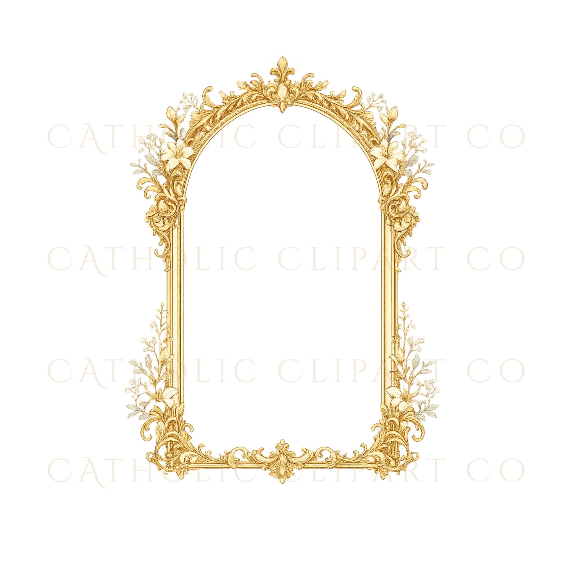 Luxury wedding divider PNG with ornate gold flourish and decorative French inspired detailing | Divisor elegante para bodas con ornamentos dorados y detalles inspirados en diseño francés