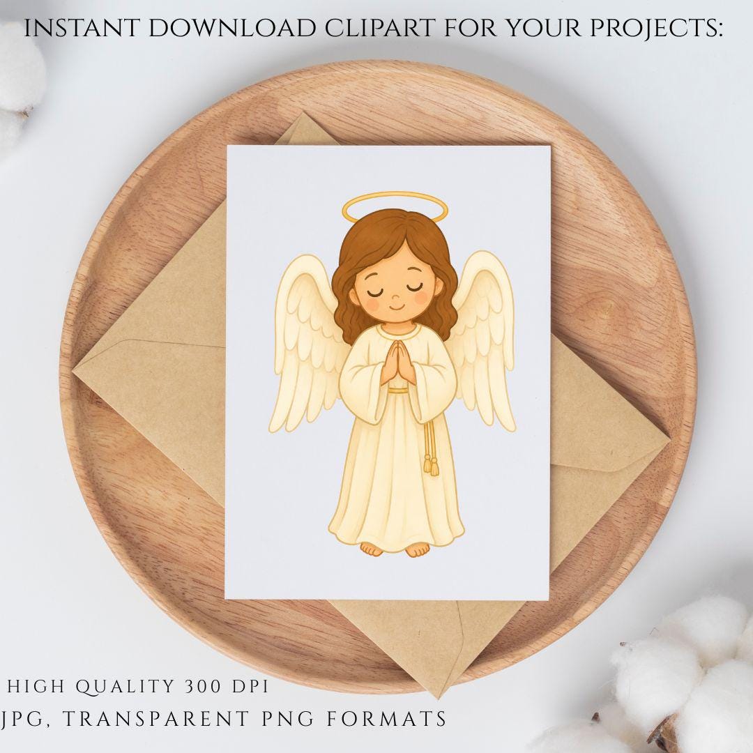 Chibi Catholic saints PNG graphics with golden halos and peaceful devotional style / Ilustraciones PNG de santos católicos estilo chibi con halos dorados y estética devocional suave