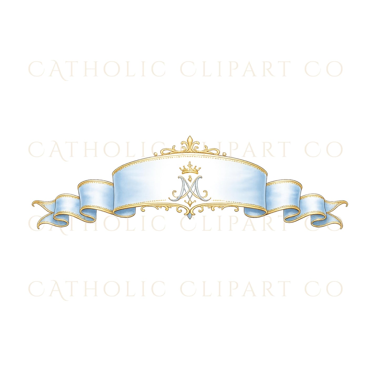 Ornate Marian crown clipart in luxury gold style / Corona mariana ornamentada en elegante estilo dorado