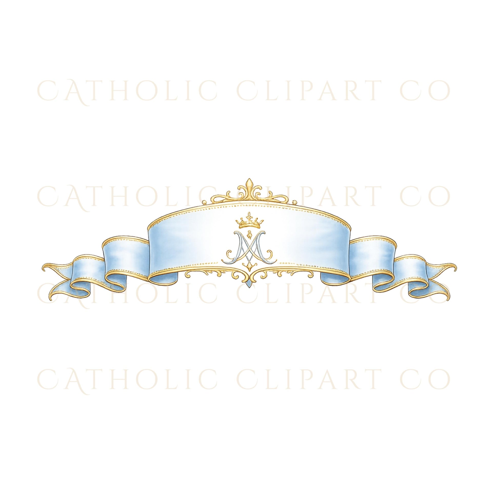 Ornate Marian crown clipart in luxury gold style / Corona mariana ornamentada en elegante estilo dorado
