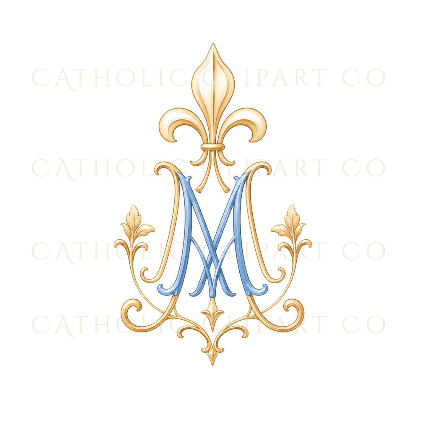 Marian luxury wedding clipart bundle with blue gold aesthetic / Colección de clipart elegante para boda mariana en tonos azul y dorado