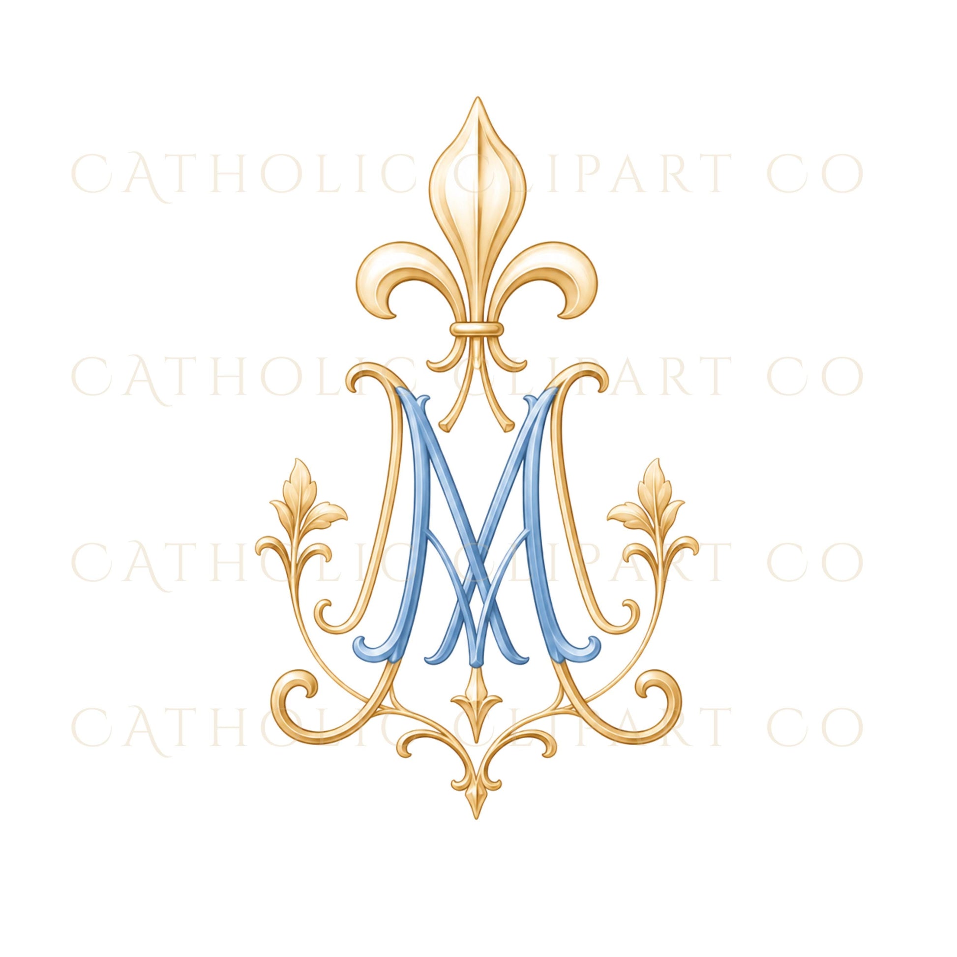 Marian luxury wedding clipart bundle with blue gold aesthetic / Colección de clipart elegante para boda mariana en tonos azul y dorado