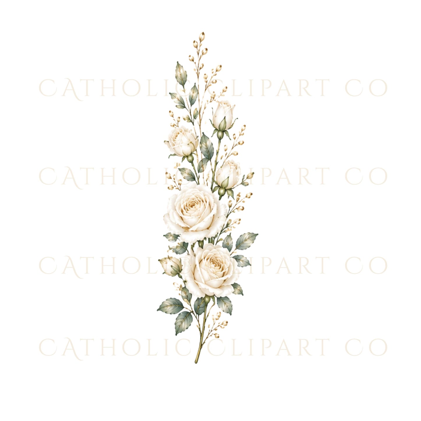 Wedding flower clipart collection featuring watercolor roses and lilies | Colección de clipart de flores para bodas con rosas y lirios en acuarela