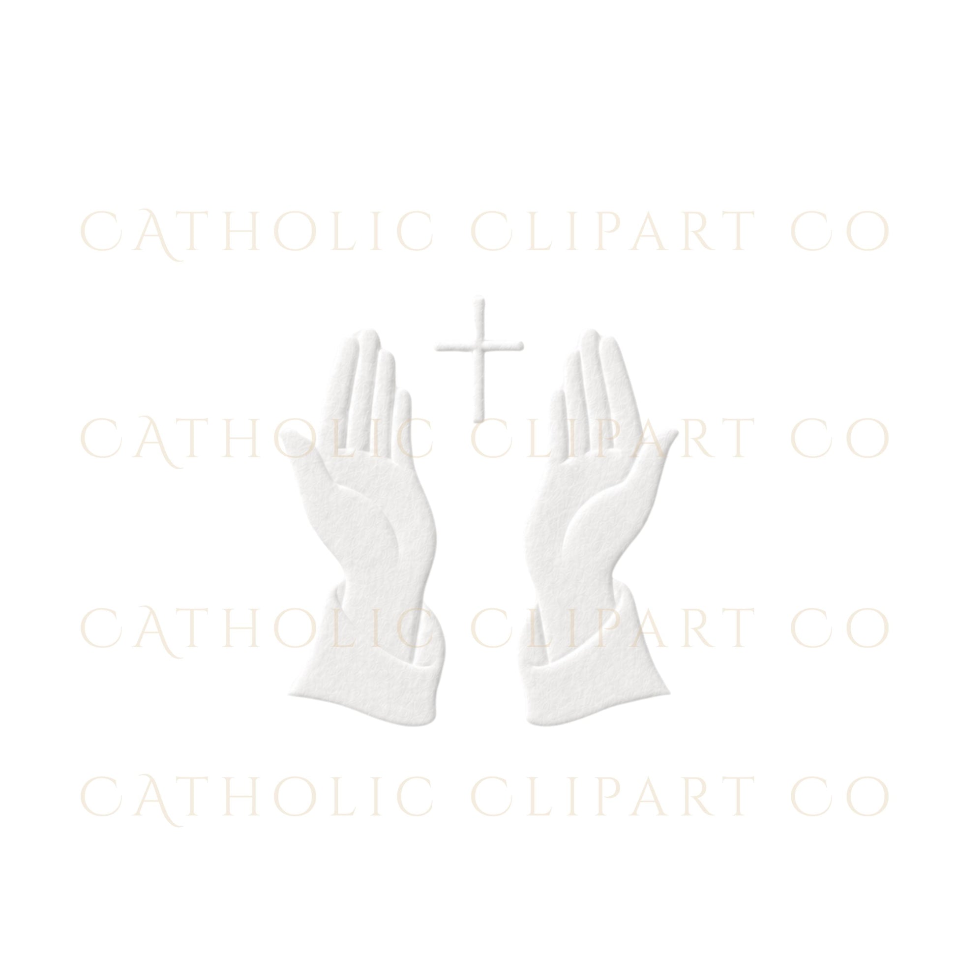 Luxury embossed Catholic PNG graphics for church branding and devotional products / Gráficos católicos estilo relieve para branding parroquial y productos devocionales