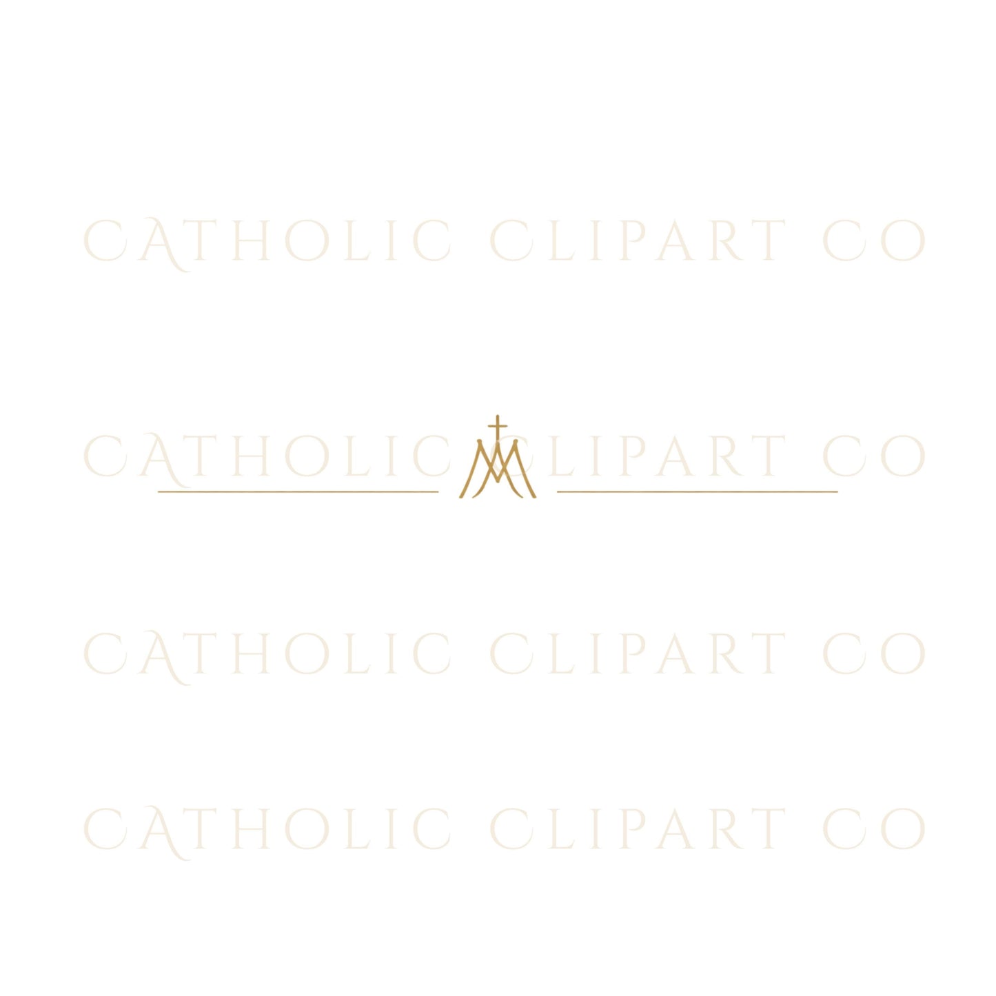 Catholic invitation clipart featuring crosses, frames and Marian monogram designs | Clipart para invitaciones católicas con cruces, marcos y diseños de monogramas marianos