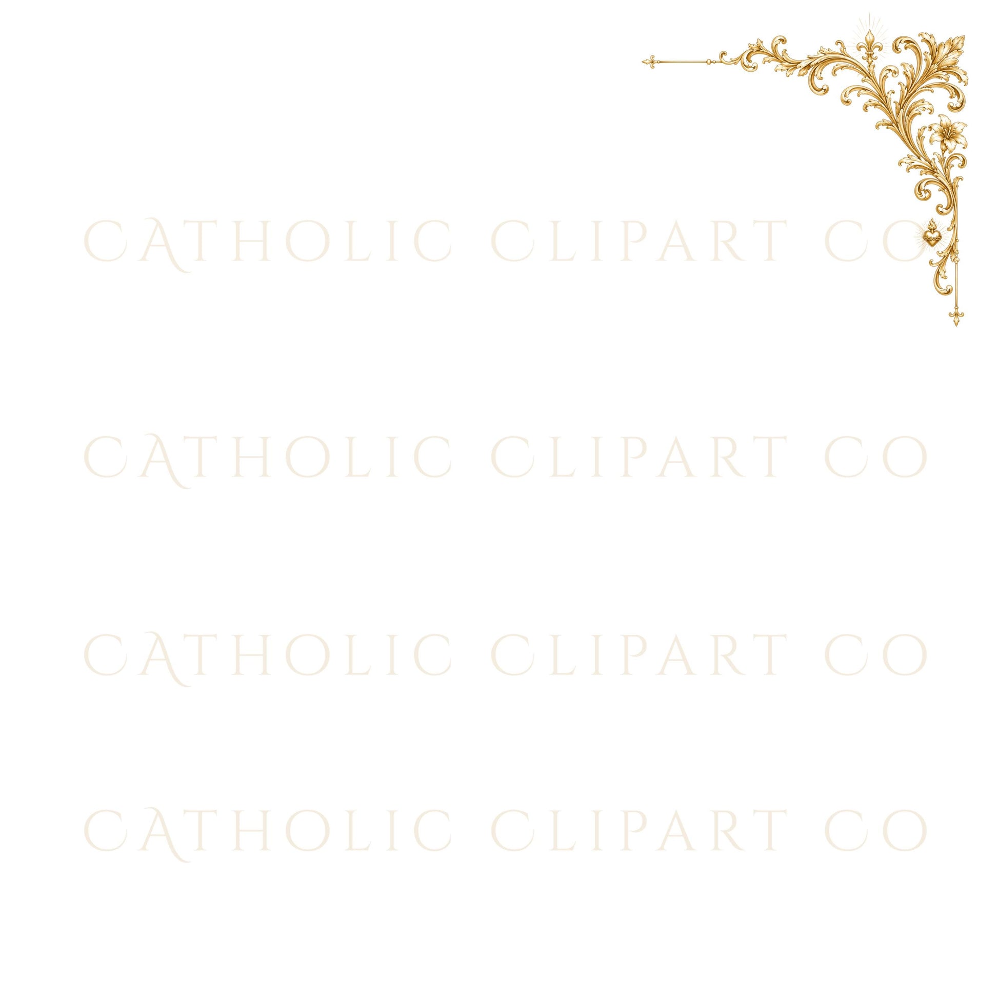 Ornate gold clipart elements including frames, dividers, and decorative corner flourishes | Elementos clipart dorados ornamentales con marcos, divisores y esquinas decorativas