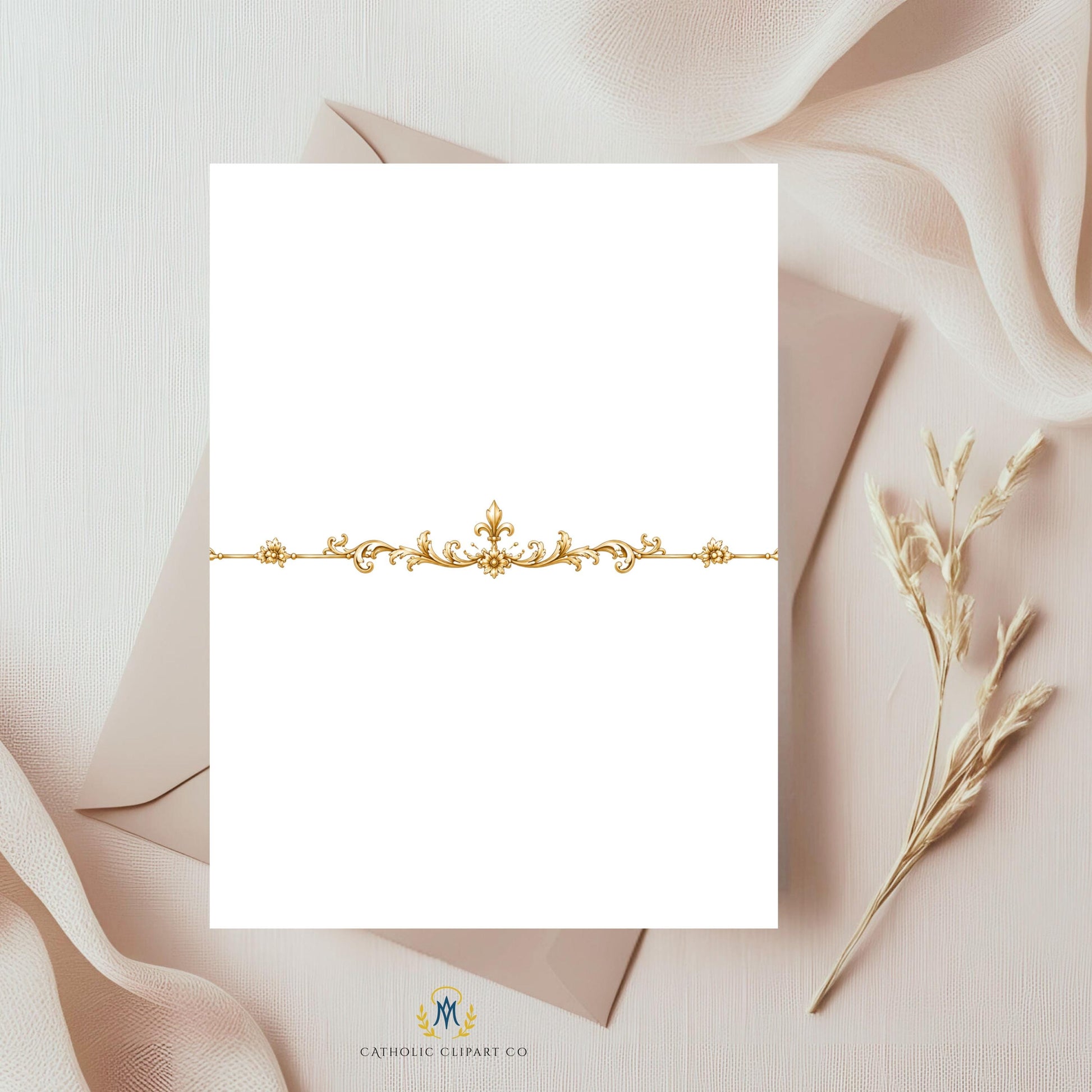 Ornate gold divider clipart PNG with luxury wedding flourish and decorative vintage scroll design | Divisor ornamental dorado PNG con diseño elegante vintage para bodas y papelería