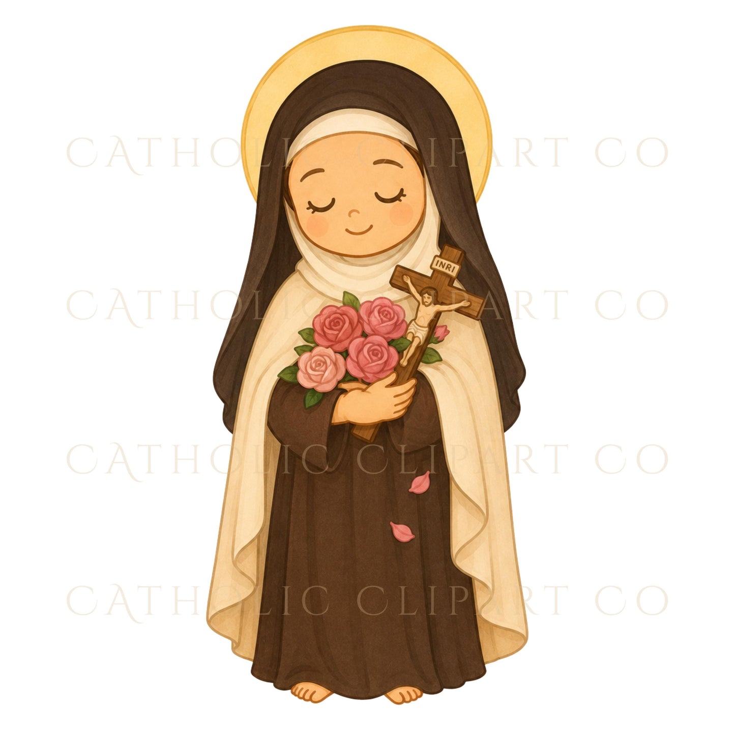 Holy Family chibi illustration with Mary Joseph and Child Jesus in soft Catholic style / Ilustración chibi de la Sagrada Familia con María José y el Niño Jesús en estilo católico suave