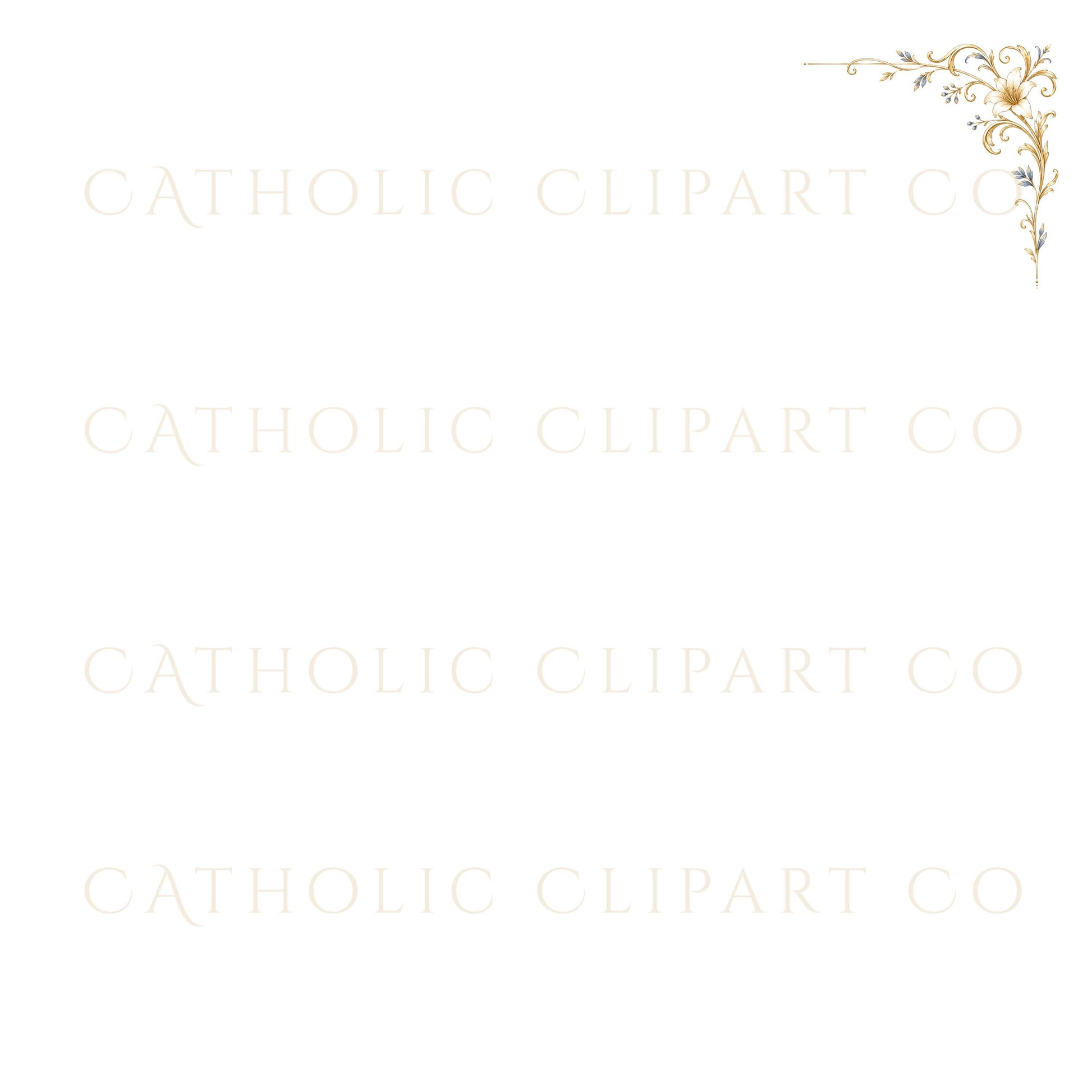 Catholic wedding PNG graphics with floral Marian crests, rings emblem and elegant gold details. | Gráficos PNG para bodas católicas con escudos marianos florales, emblema de anillos y elegantes detalles dorados.