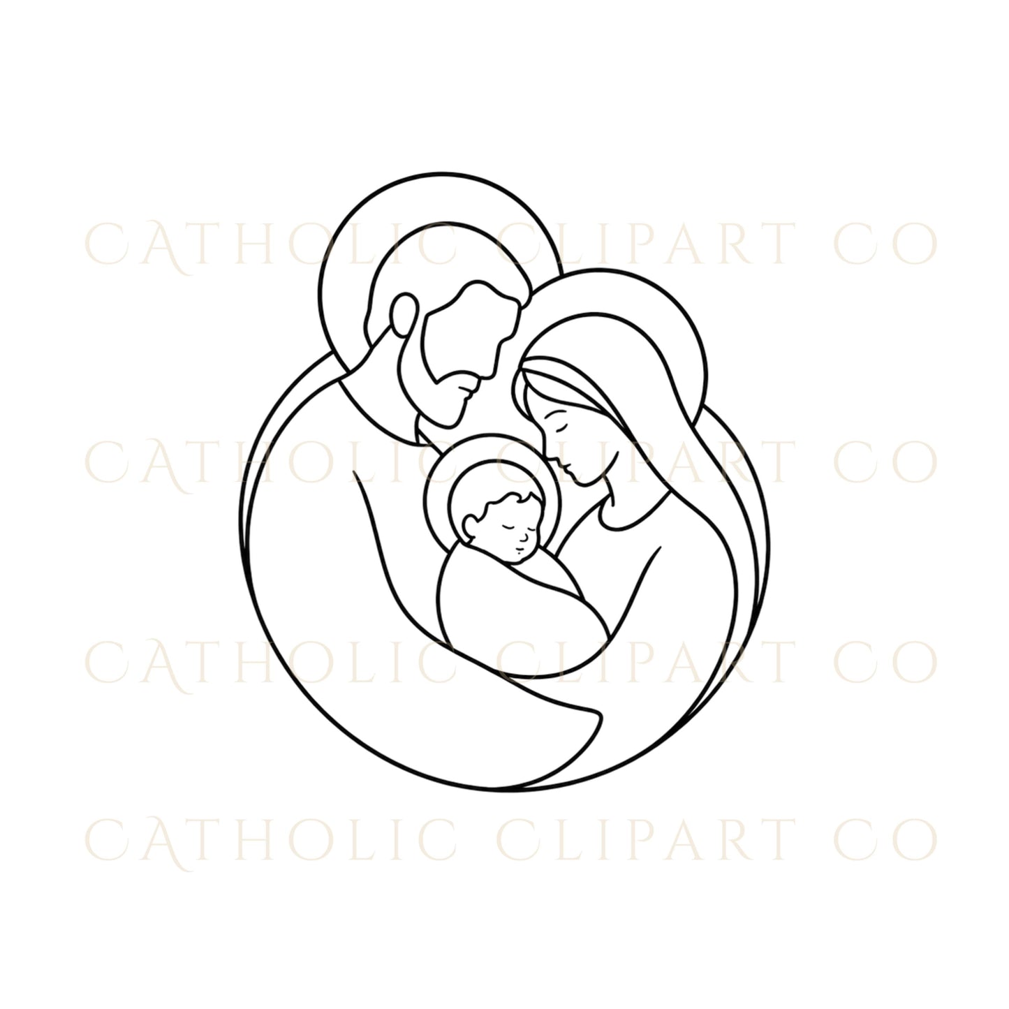 Catholic Holy Family PNG bundle with multiple designs including nativity scene and family portraits | Paquete PNG de la Sagrada Familia católica con múltiples diseños, incluyendo escena de Natividad y retratos familiares