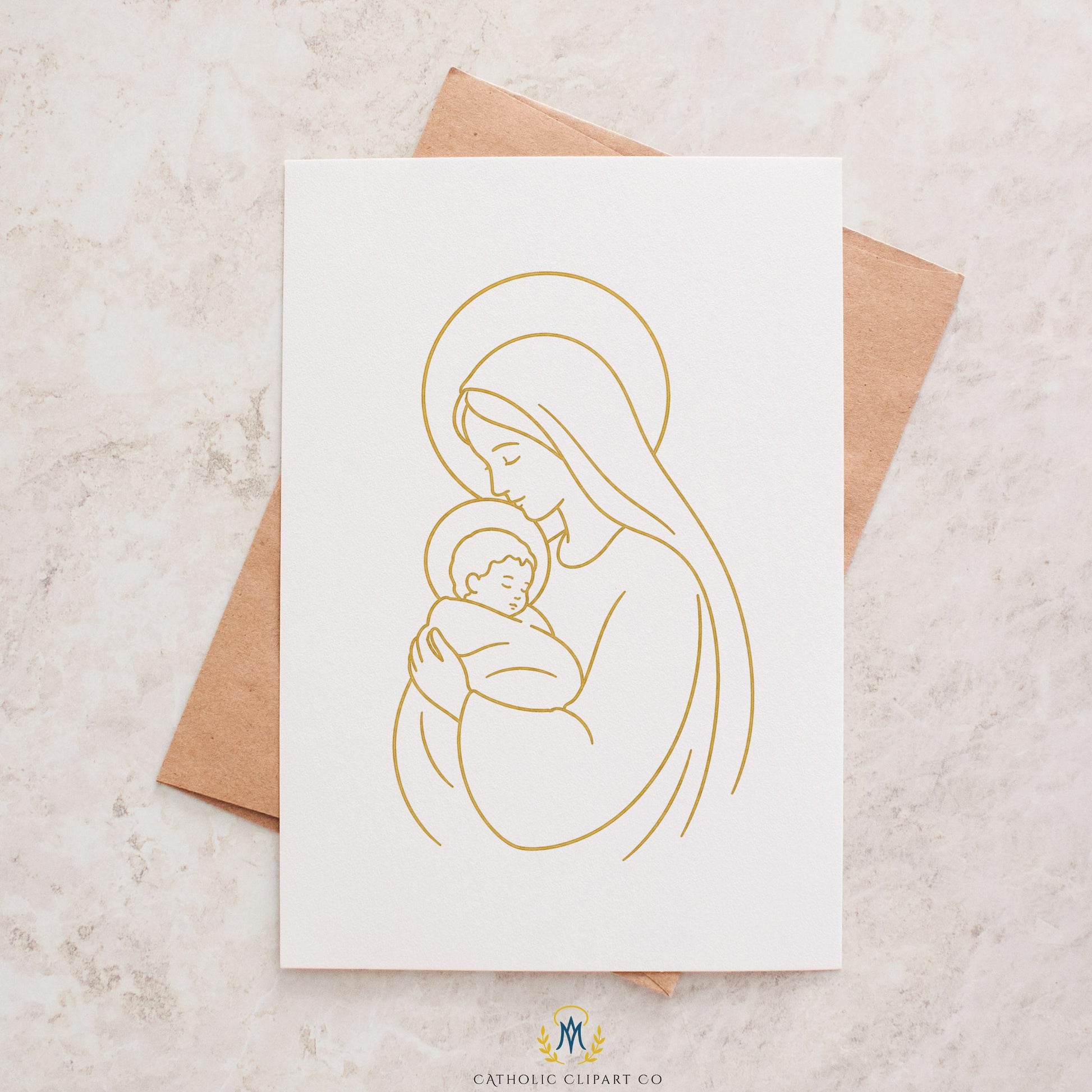 Catholic Holy Family clipart bundle with modern minimalist illustrations of Jesus, Mary and Joseph | Paquete de clipart de la Sagrada Familia católica con ilustraciones modernas y minimalistas de Jesús, María y José