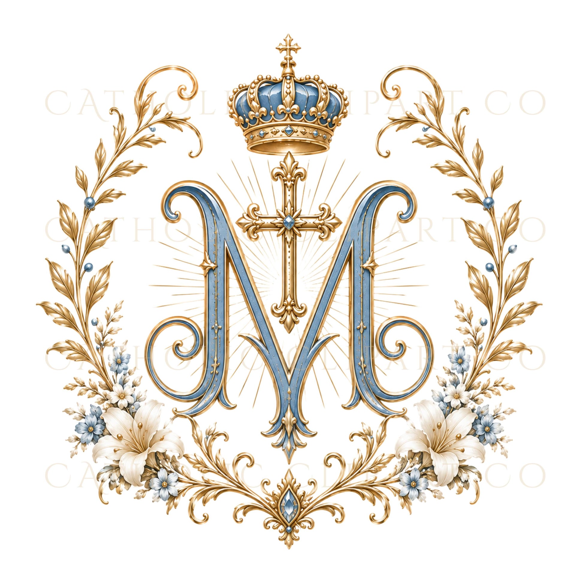 Catholic wedding clipart PNG bundle with luxury wax seals, Marian symbols and decorative elements. | Paquete PNG de clipart para bodas católicas con sellos de cera de lujo, símbolos marianos y elementos decorativos.