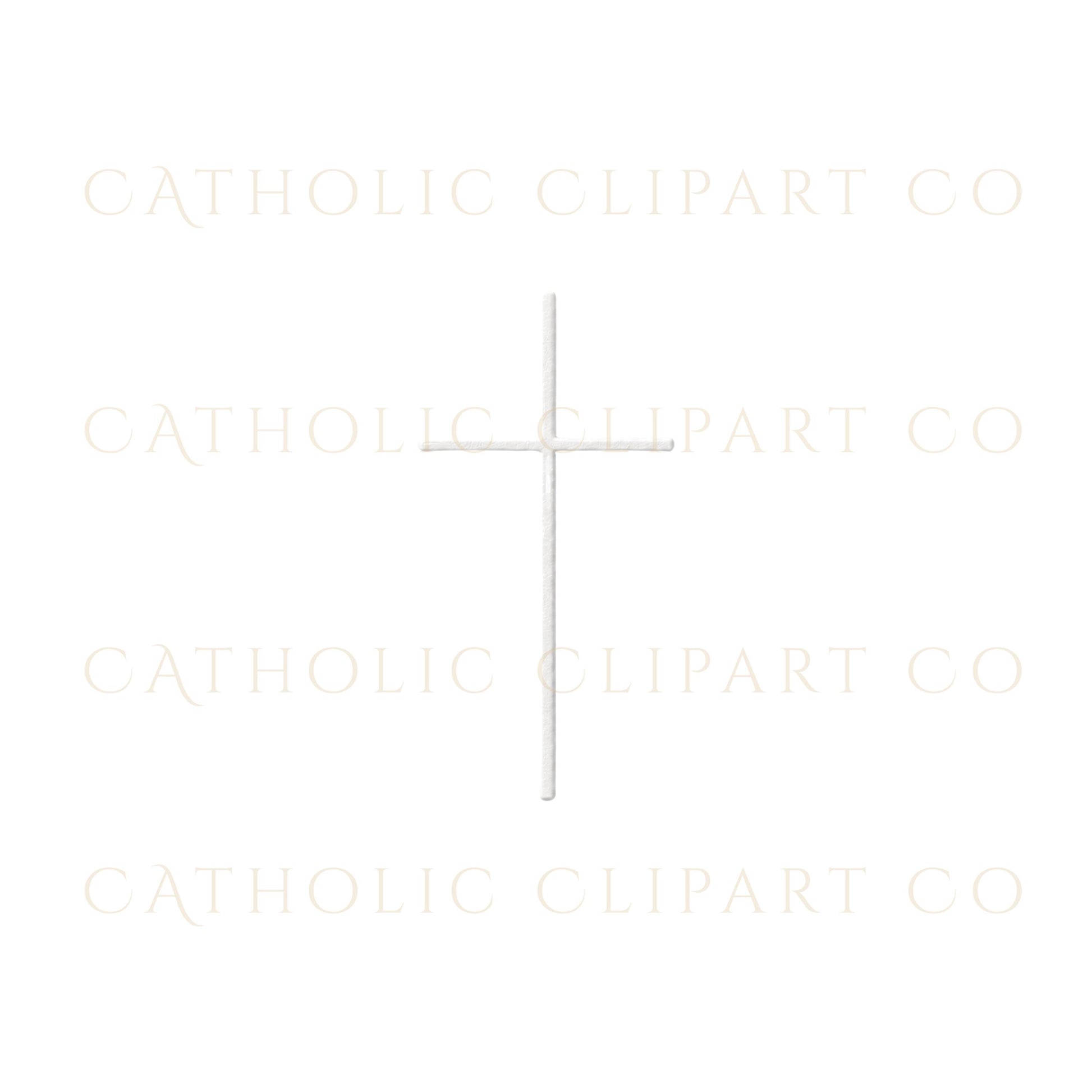 White sculpted-look crucifix clipart for First Communion and Confirmation designs / Clipart de crucifijo blanco con apariencia escultórica para diseños de Primera Comunión y Confirmación