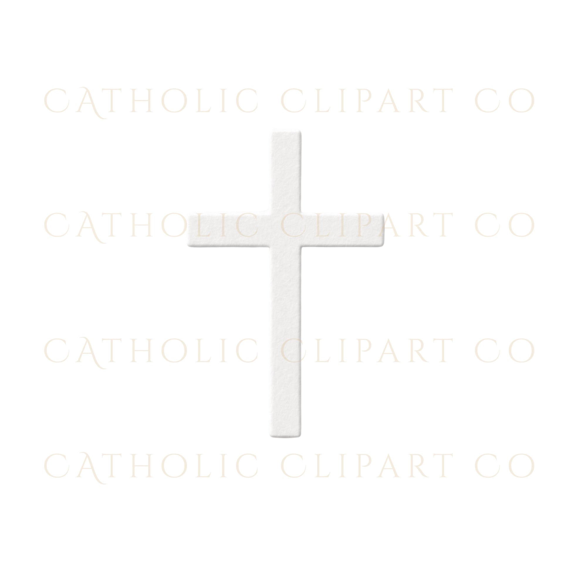 Religious white crucifix clipart for church bulletins and parish graphics / Clipart religioso de crucifijo blanco para boletines de iglesia y gráficos parroquiales