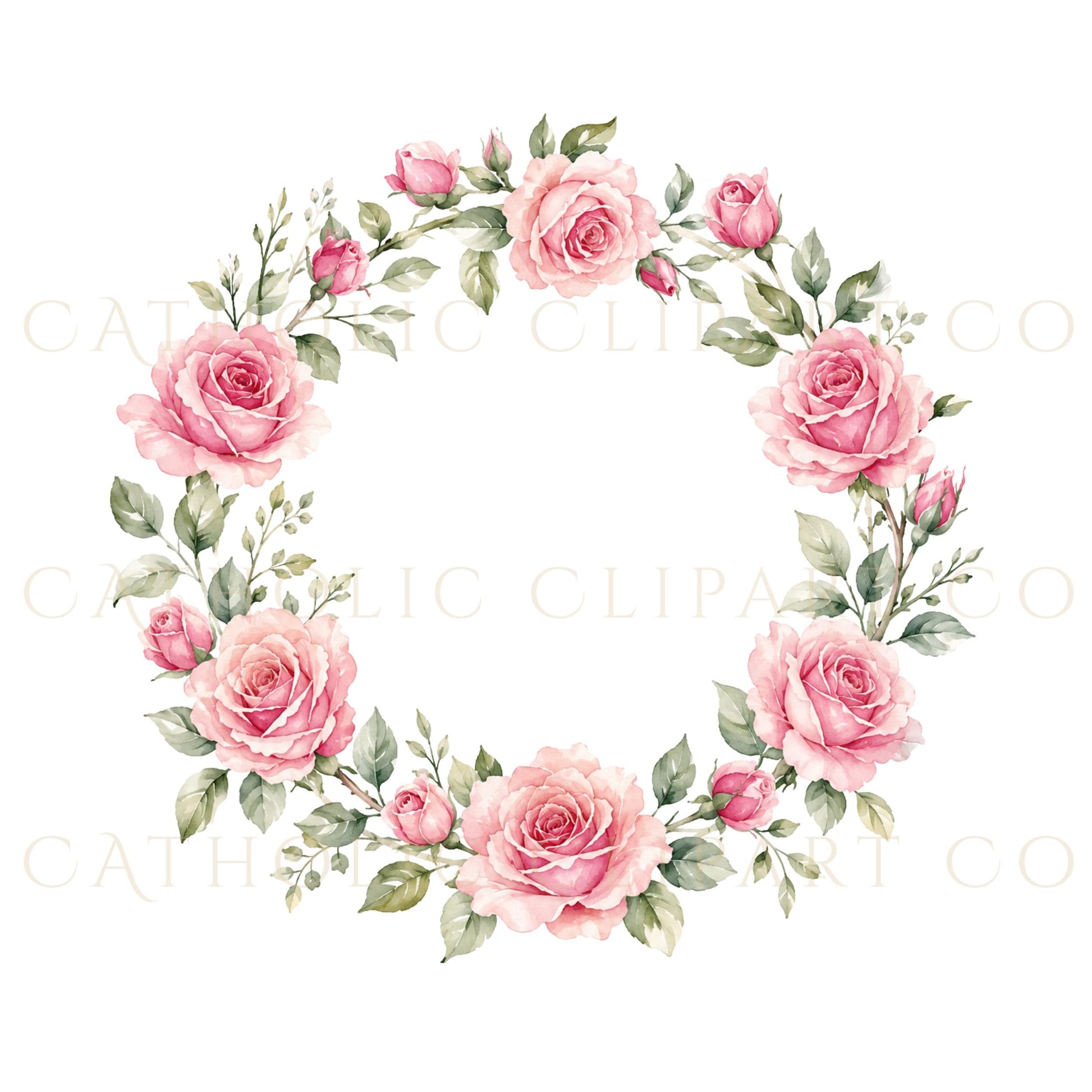 St Therese Little Flower shower of roses clipart for Catholic feast day and prayer resources | Clipart de Santa Teresita con lluvia de rosas para recursos católicos y fiesta religiosa