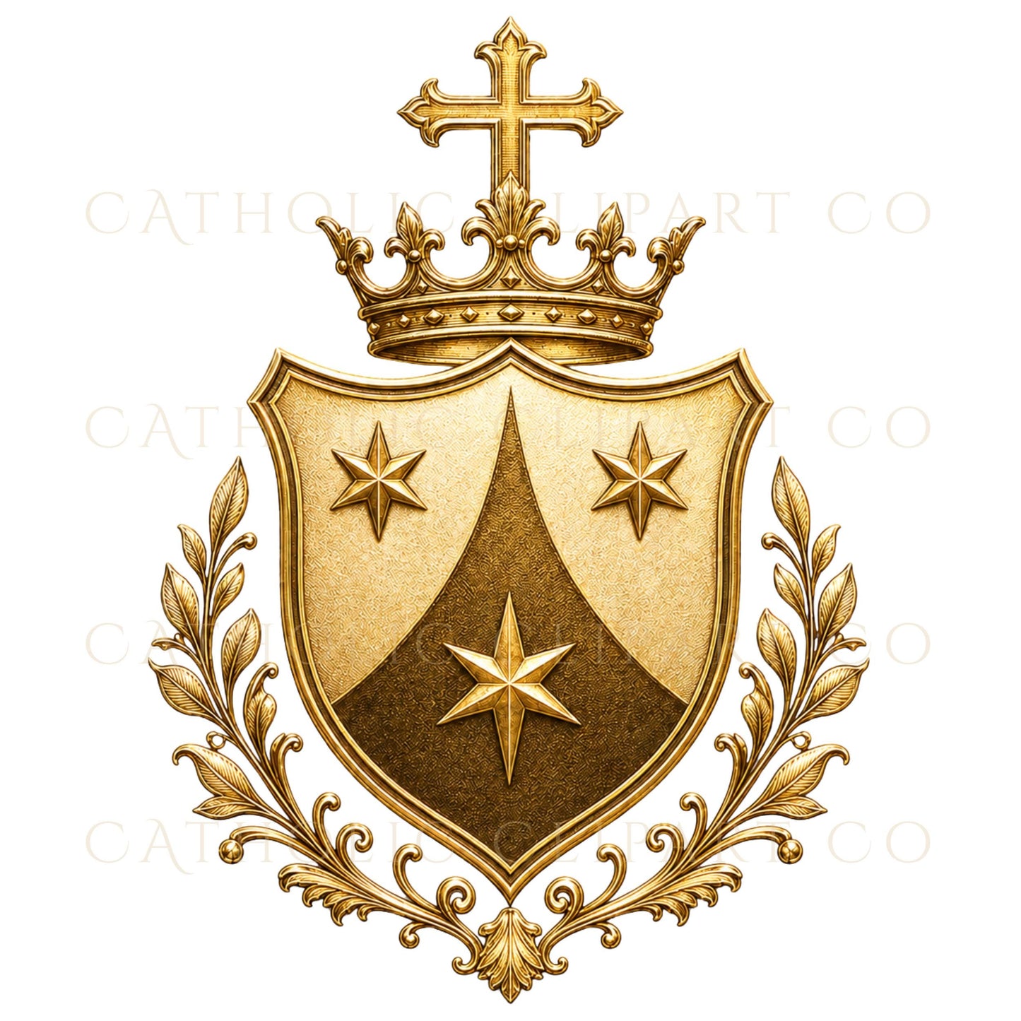Transparent PNG Catholic clipart set featuring Our Lady of Mount Carmel, Brown Scapular, Carmelite emblem, Marian seal, crown, and lilies. / Set de clipart católico PNG transparente con Nuestra Señora del Carmen, escapulario, emblema carmelita, sello mariano, corona y lirios.